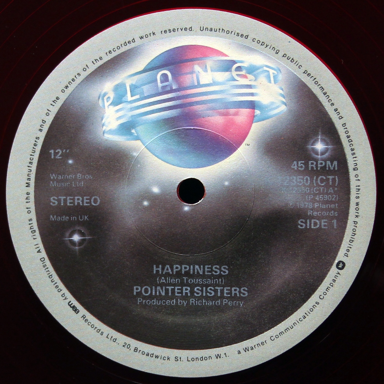 LP Pointer Sisters — Happiness / Lay It On The Line (макси сингл,  цветной винил) фото 2