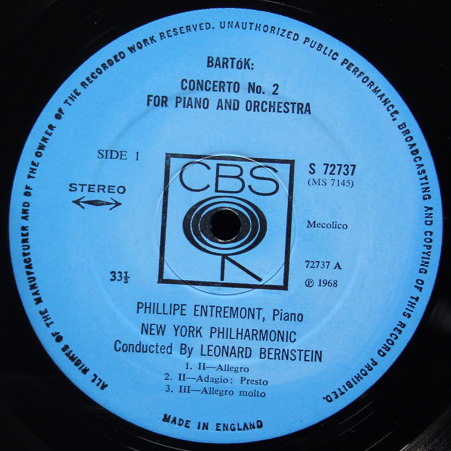 LP Philippe Entremont — Entremont And Bernstein Play Bartok (Piano Concerto No. 2 / Piano Concerto No. 3) фото 2