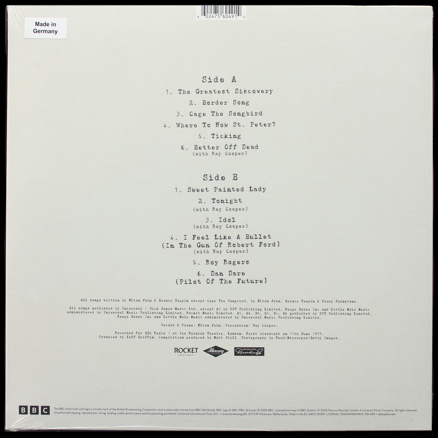 LP Elton John — Live From The Rainbow Theatre фото 2