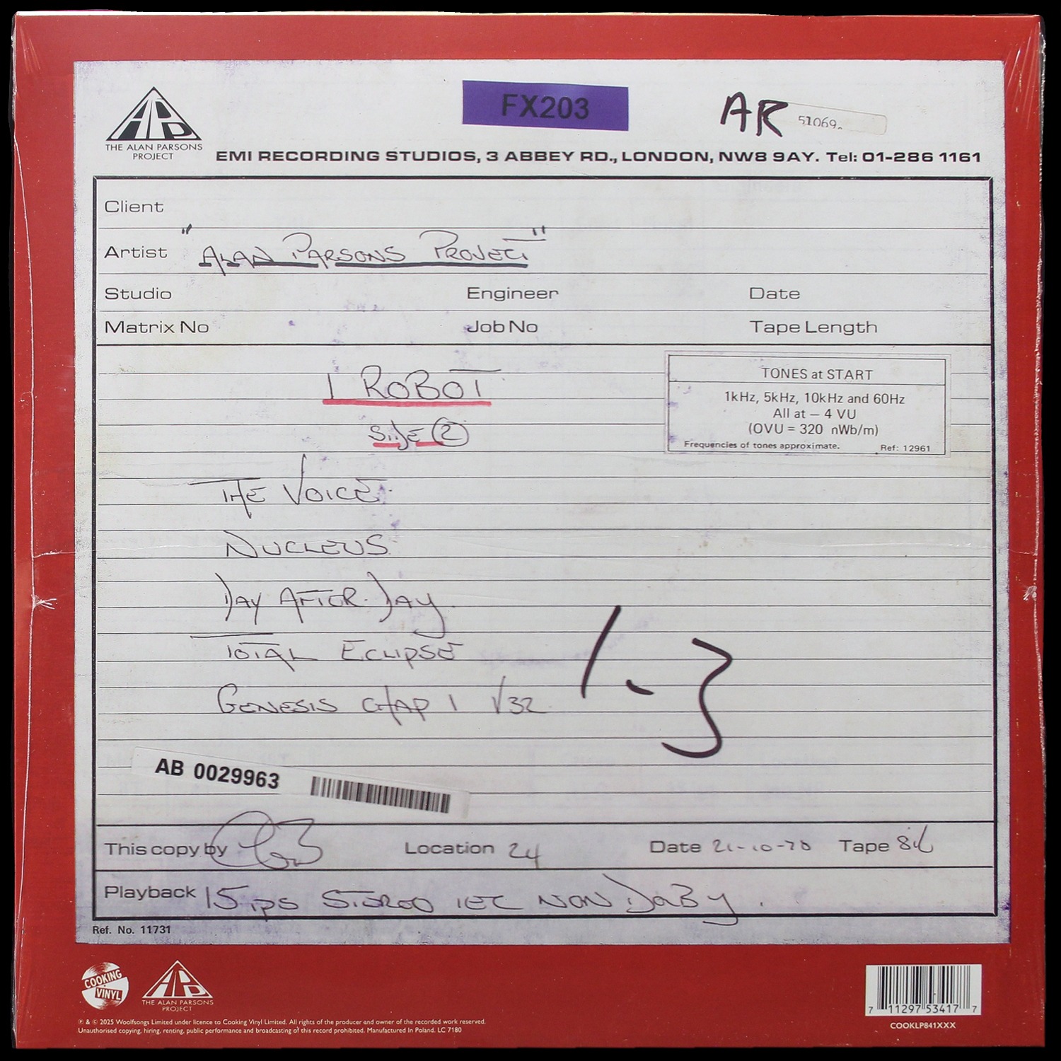 LP Alan Parsons Project — I Robot “Work In Progress” (цветной винил) фото 2