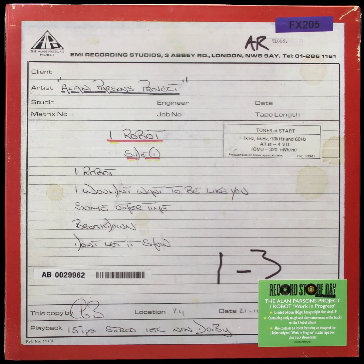 LP Alan Parsons Project — I Robot “Work In Progress” (цветной винил) фото