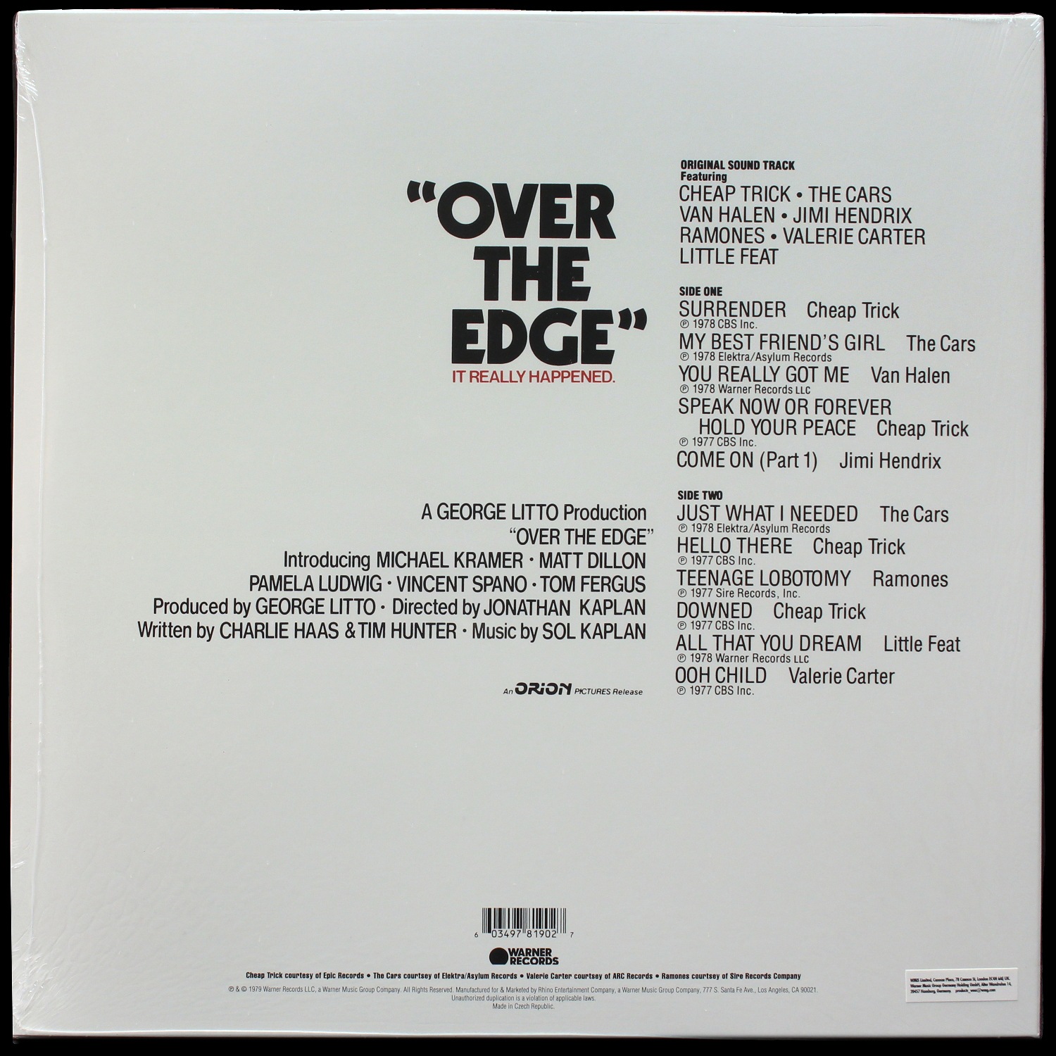 LP V/A — Over The Edge (Original Sound Track) (цветной винил) фото 2