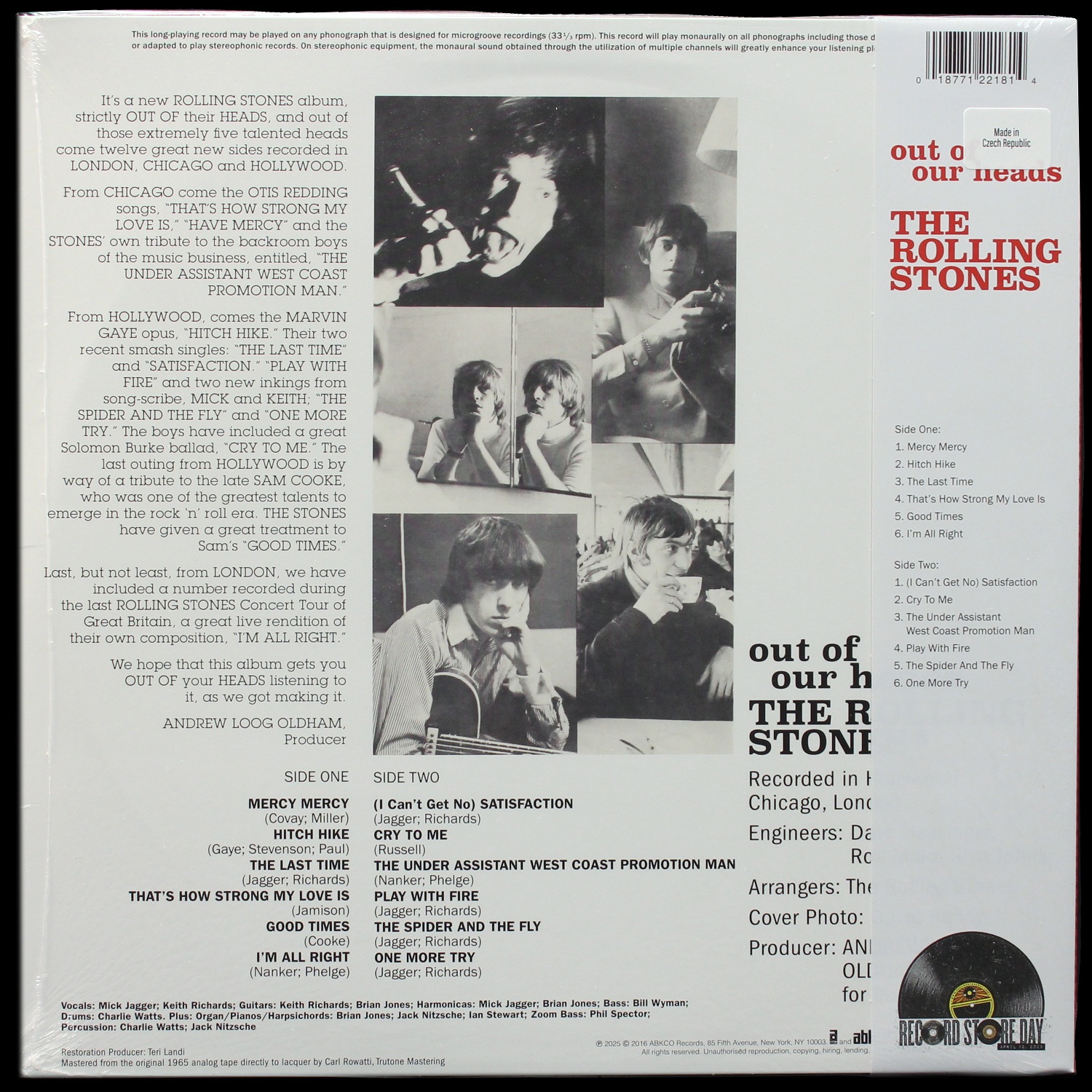 LP Rolling Stones — Out Of Our Heads (цветной винил,  моно) фото 2