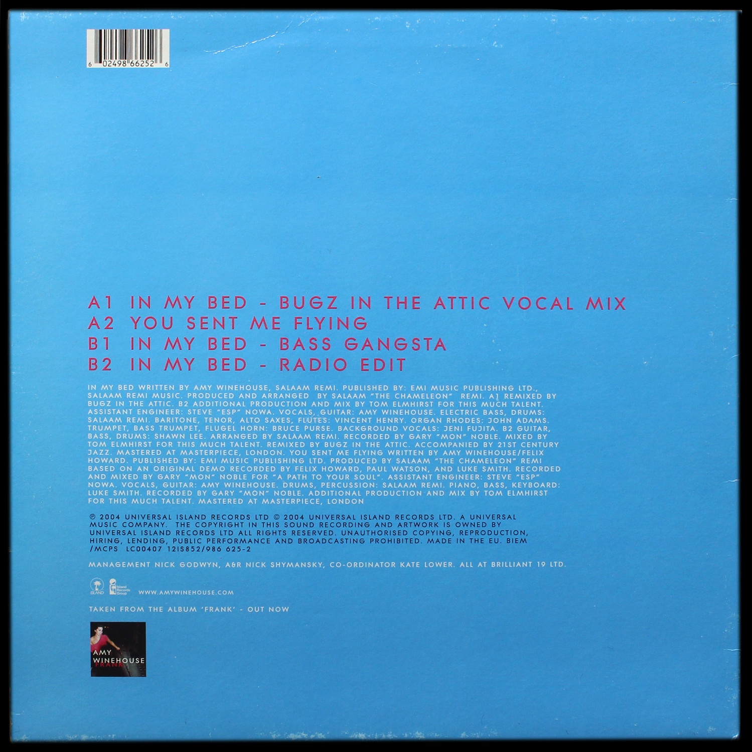 LP Amy Winehouse — In My Bed / You Sent Me Flying (макси сингл,  сингл) фото 2