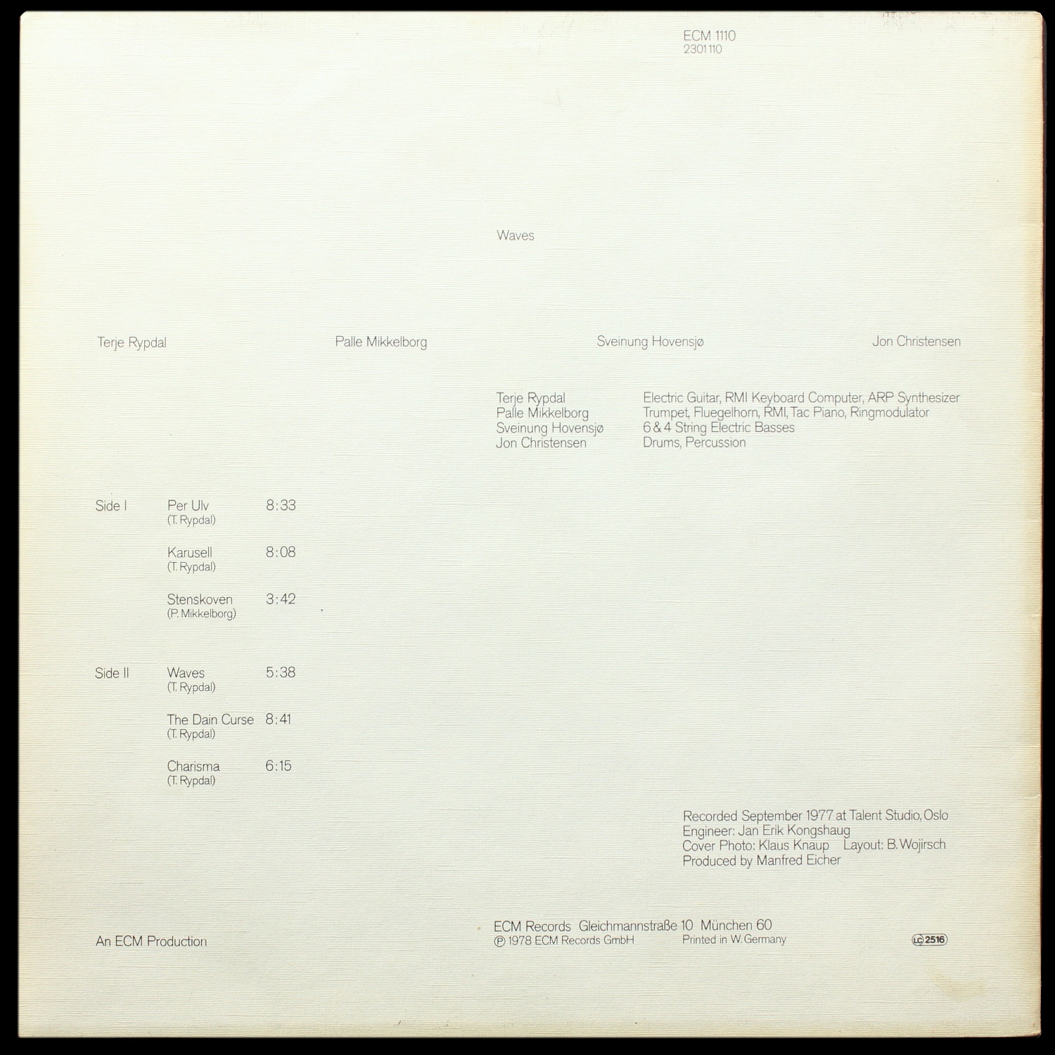 LP Terje Rypdal — Waves фото 2