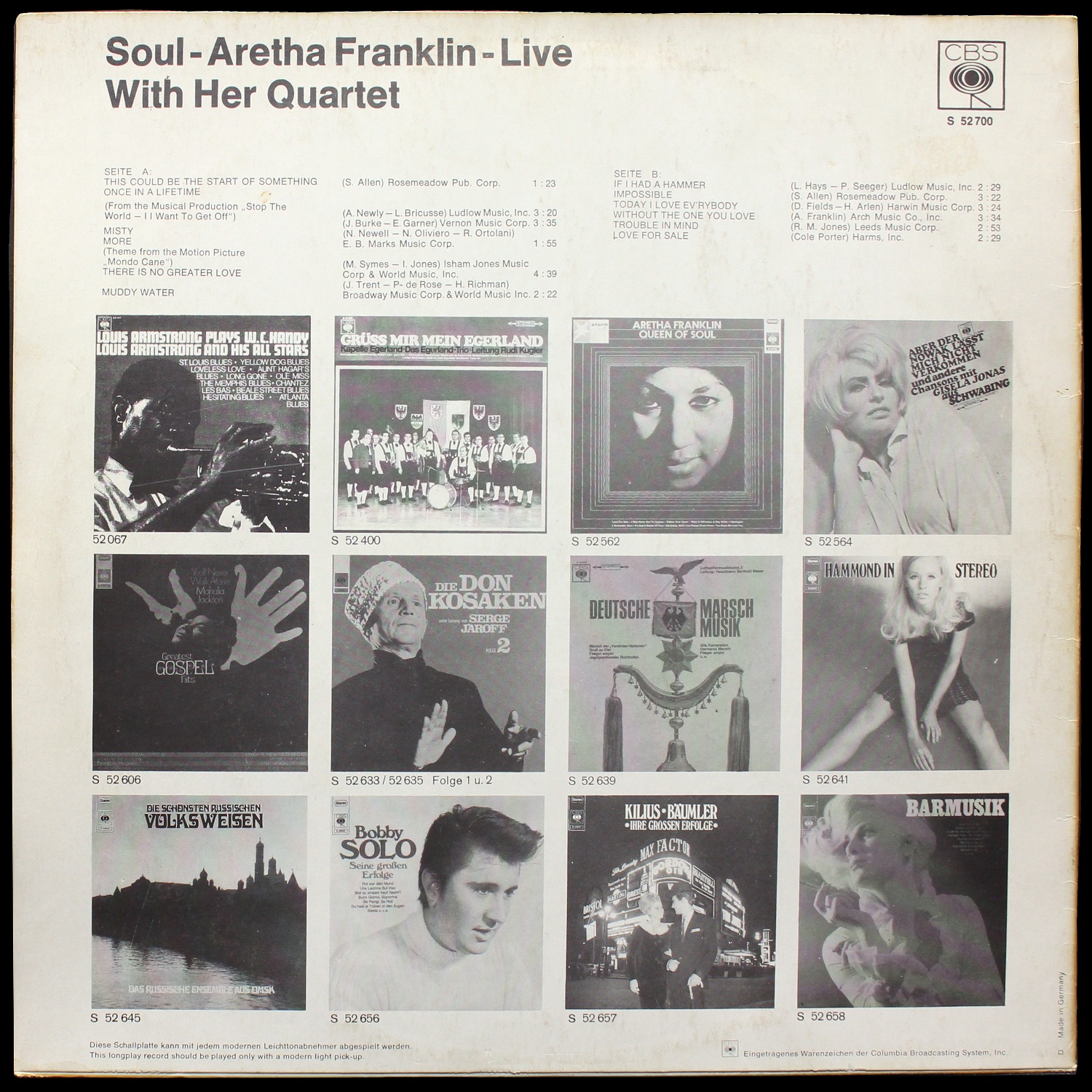 LP Aretha Franklin — Soul - Aretha Franklin - Live фото 2
