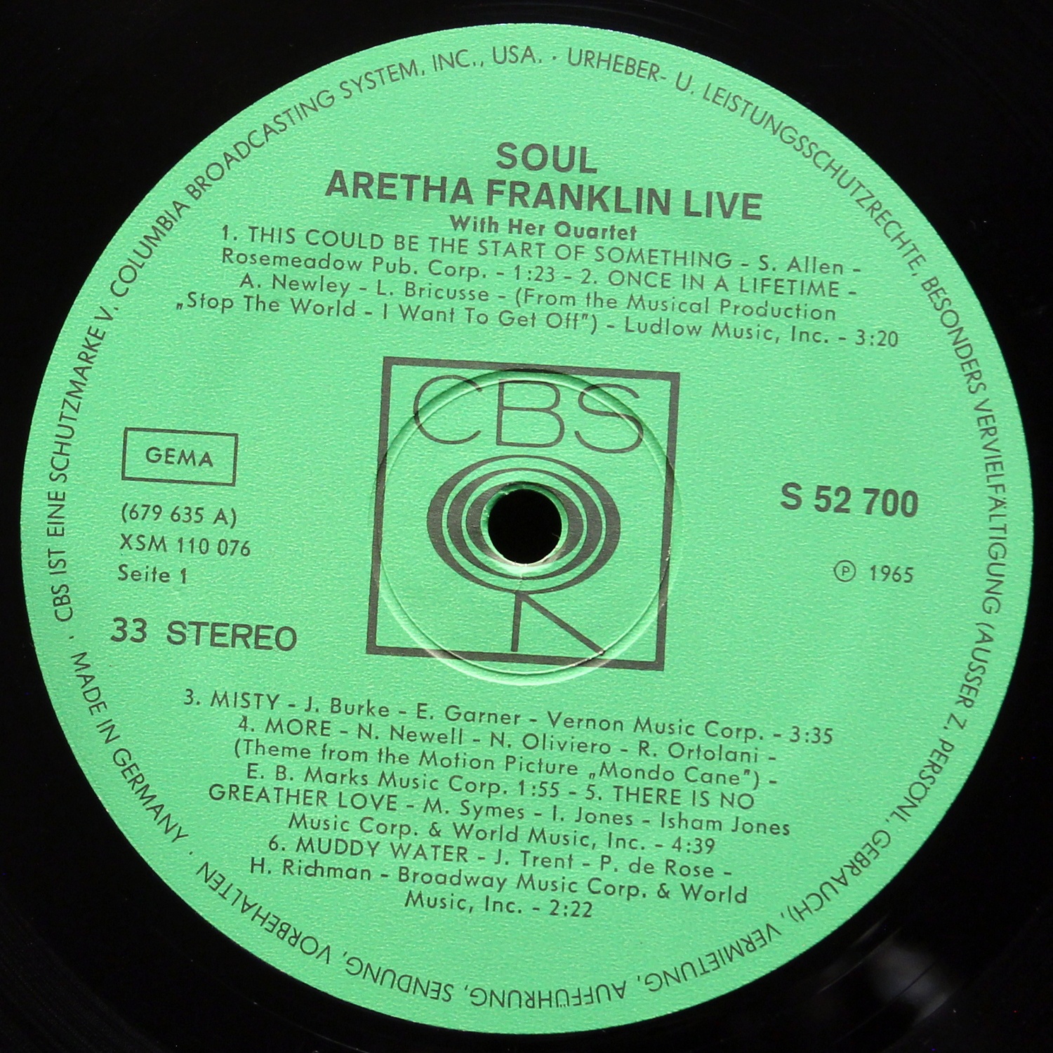 LP Aretha Franklin — Soul - Aretha Franklin - Live фото 3
