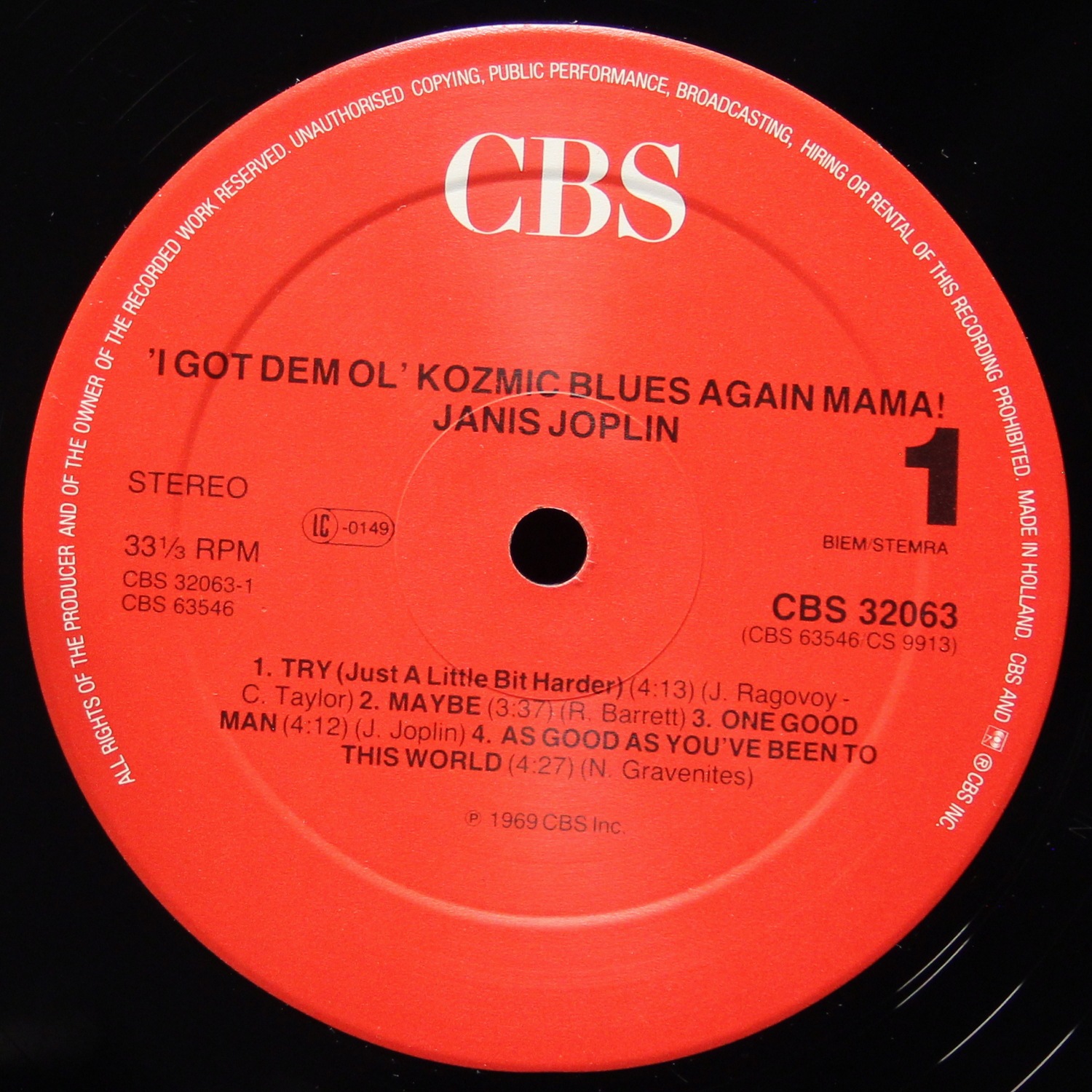 LP Janis Joplin — I Got Dem Ol' Kozmic Blues Again Mama! фото 3
