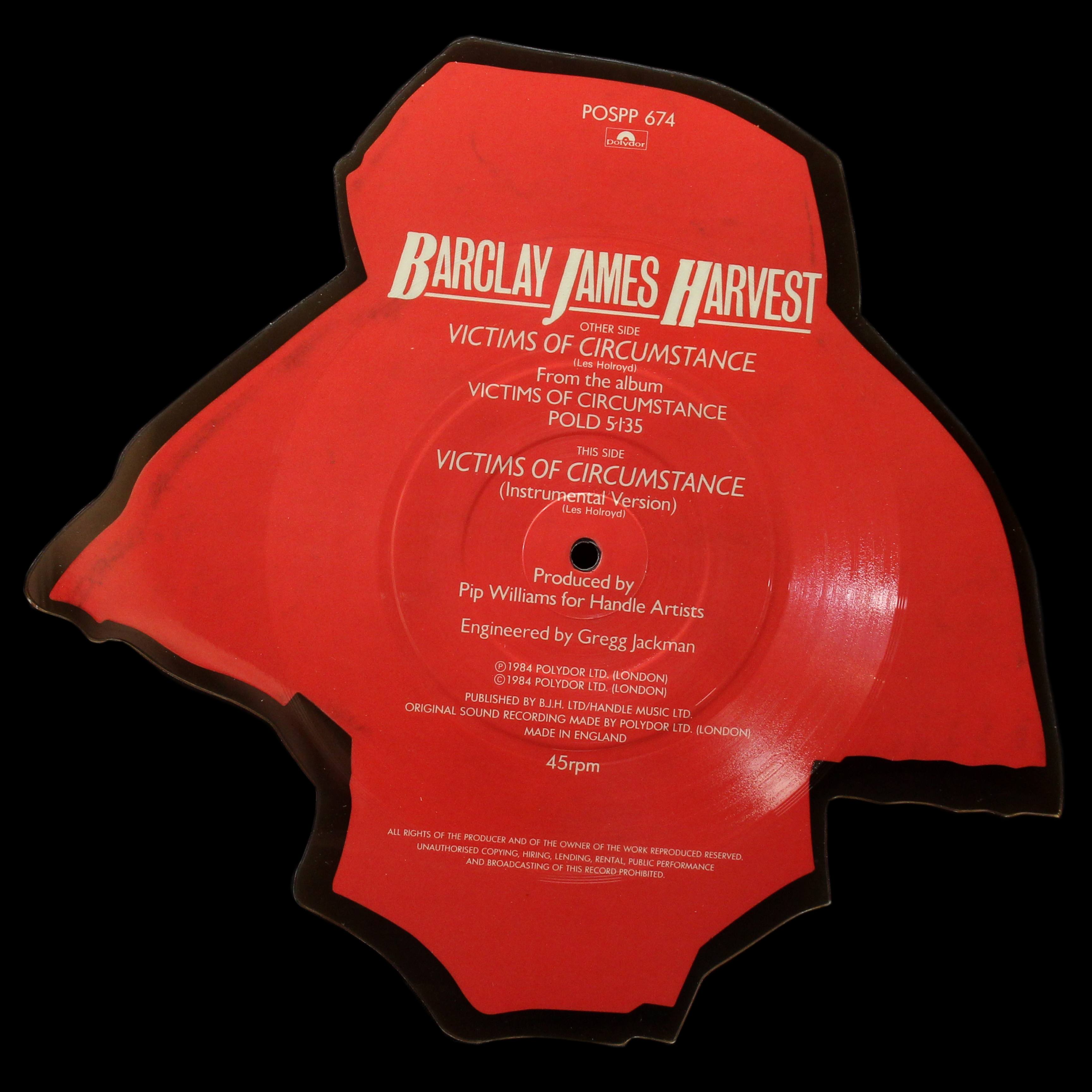 LP Barclay James Harvest — Victims Of Circumstance (picture disc (пикчер диск),  сингл) фото 2