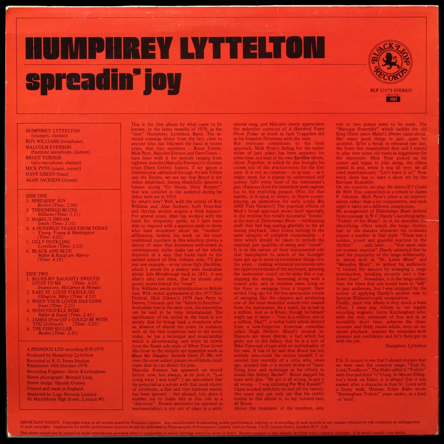 LP Humphrey Lyttelton — Spreadin' Joy фото 2