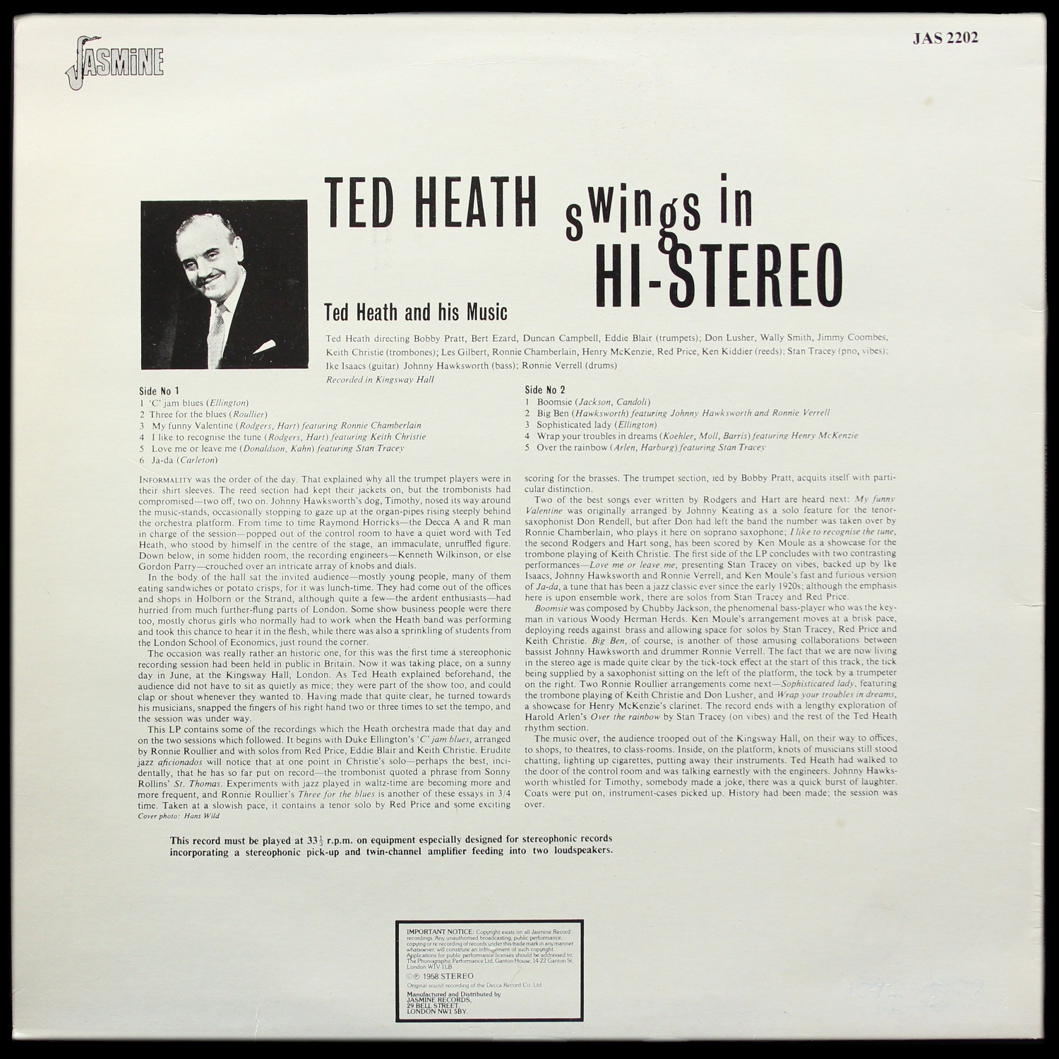 LP Ted Heath And His Music — Ted Heath Swings In Hi-Stereo фото 2