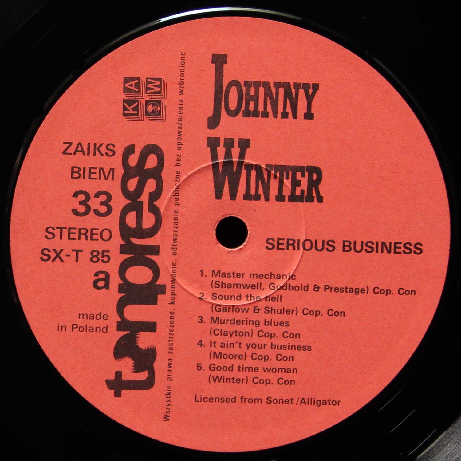 LP Johnny Winter — Serious Business фото 3