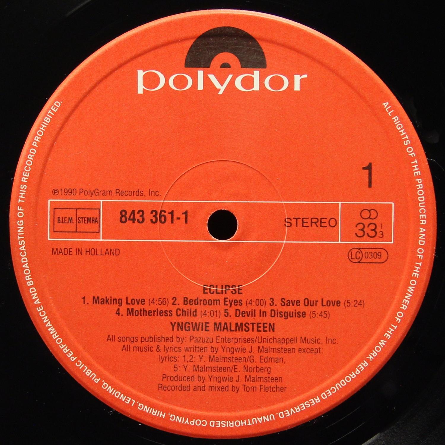 LP Yngwie Malmsteen — Eclipse фото 3