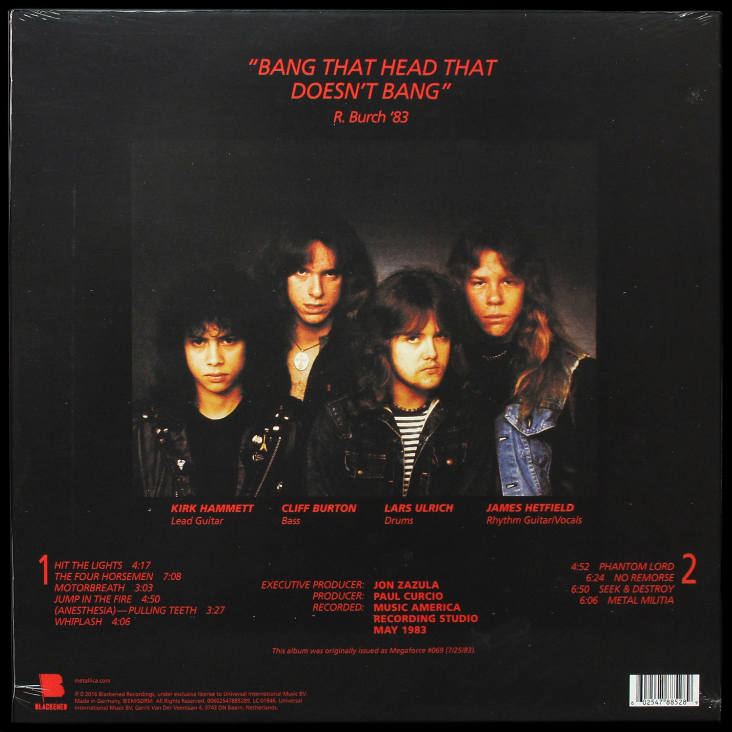 LP Metallica — Kill 'Em All фото 2