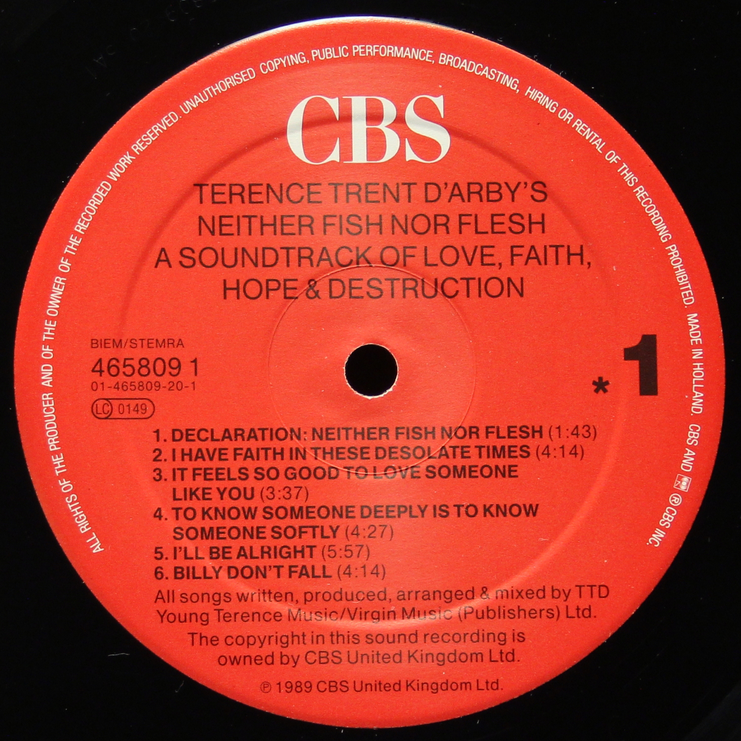 LP Terence Trent D' Arby — Terence Trent D'Arby's Neither Fish Nor Flesh фото 2