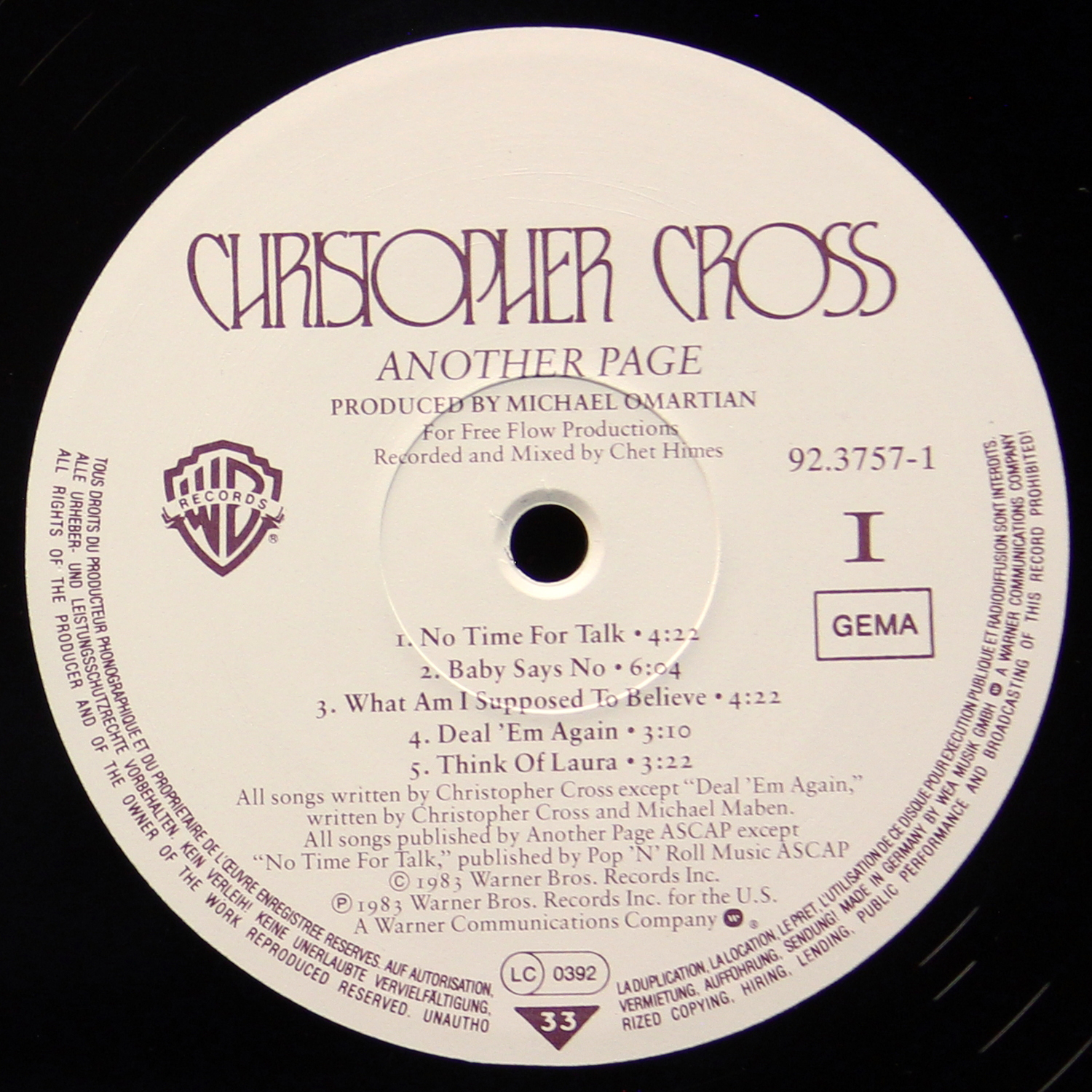 LP Christopher Cross — Another Page фото 2