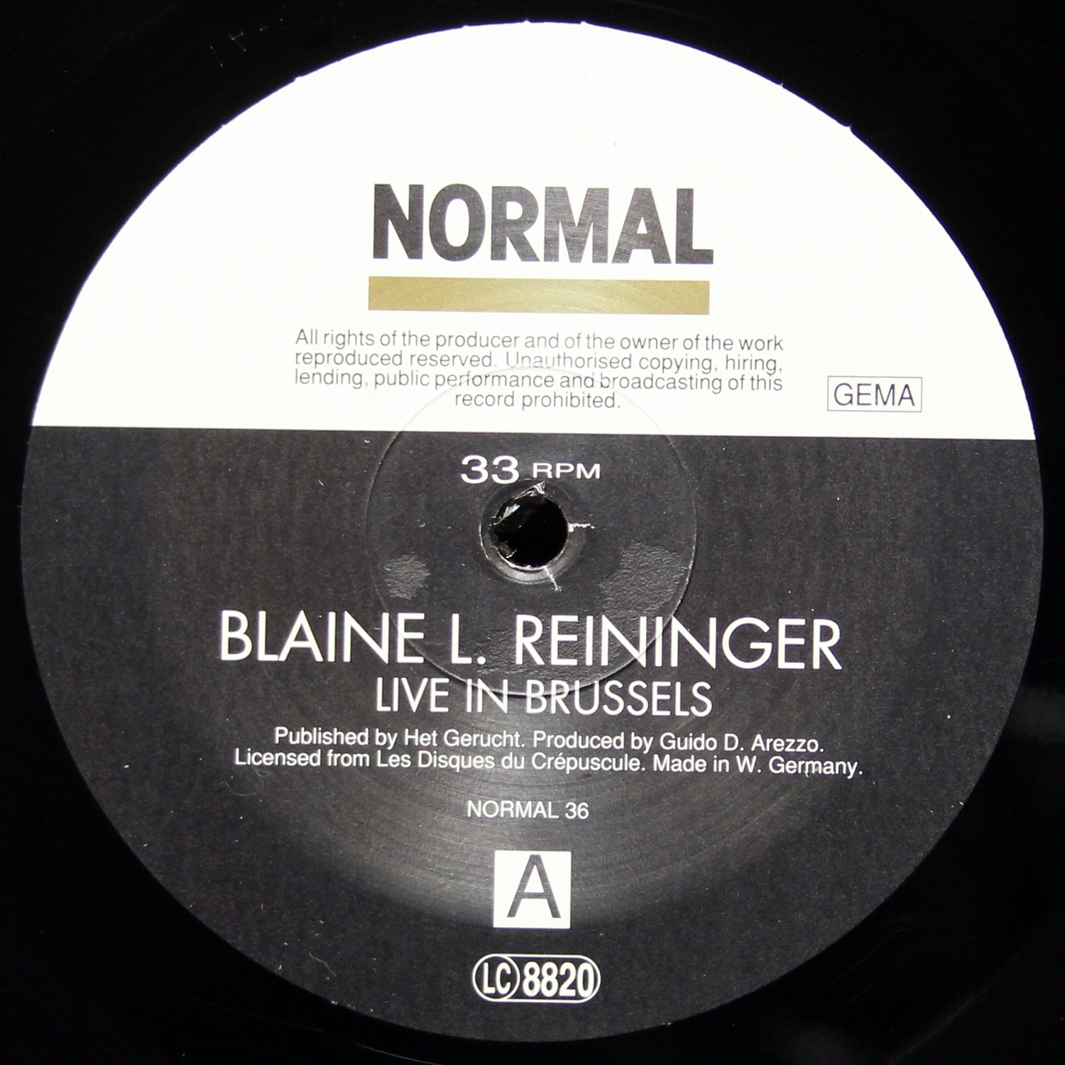 LP Blaine L. Reininger — Live In Brussels 02/1986 фото 2