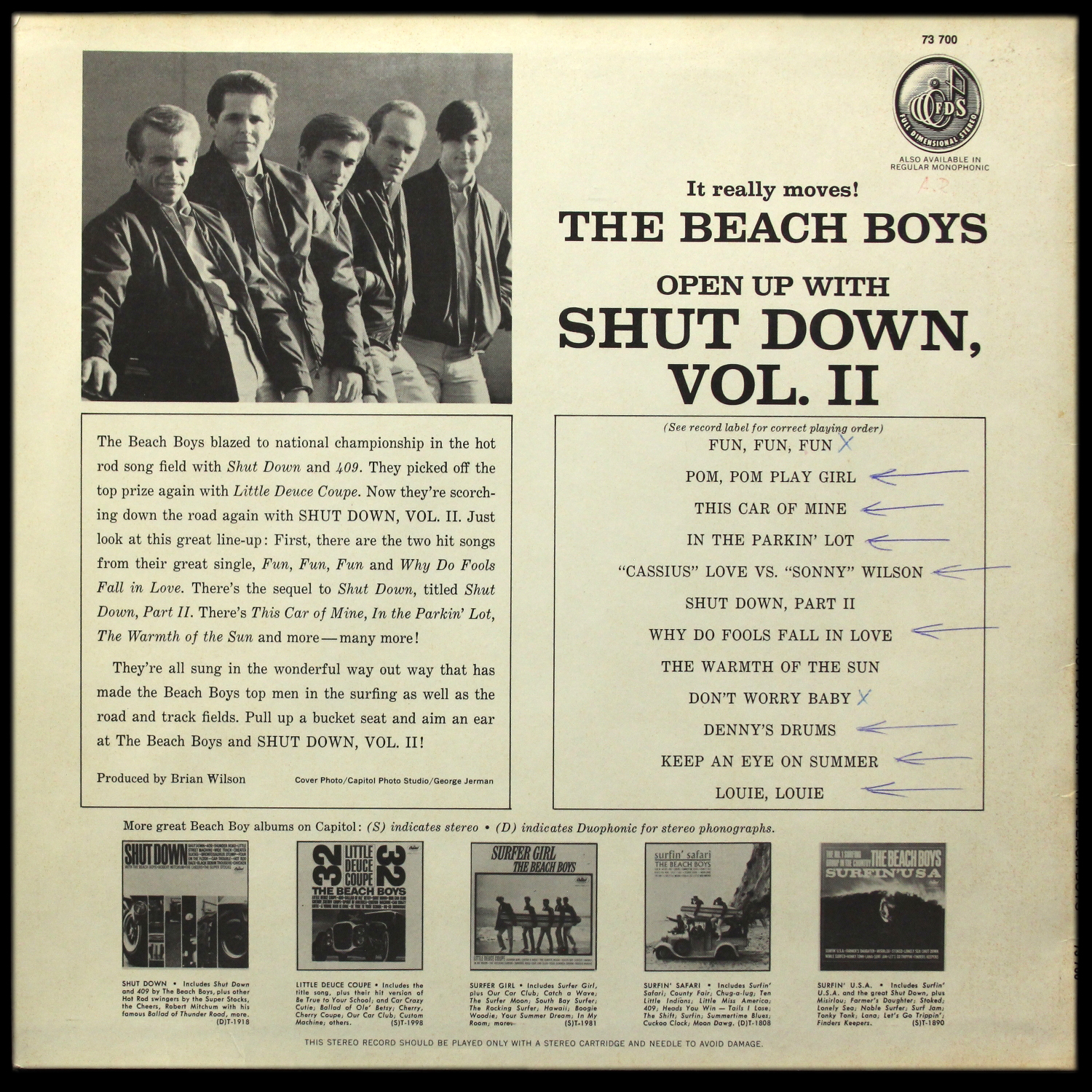 LP Beach Boys — Shut Down Volume 2 фото 2
