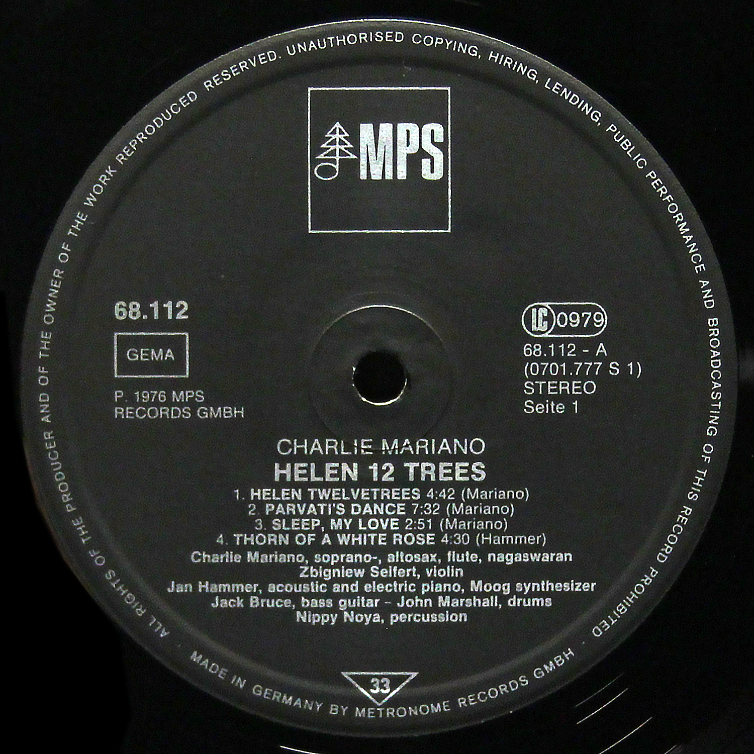 LP Charlie Mariano — Helen 12 Trees фото 3