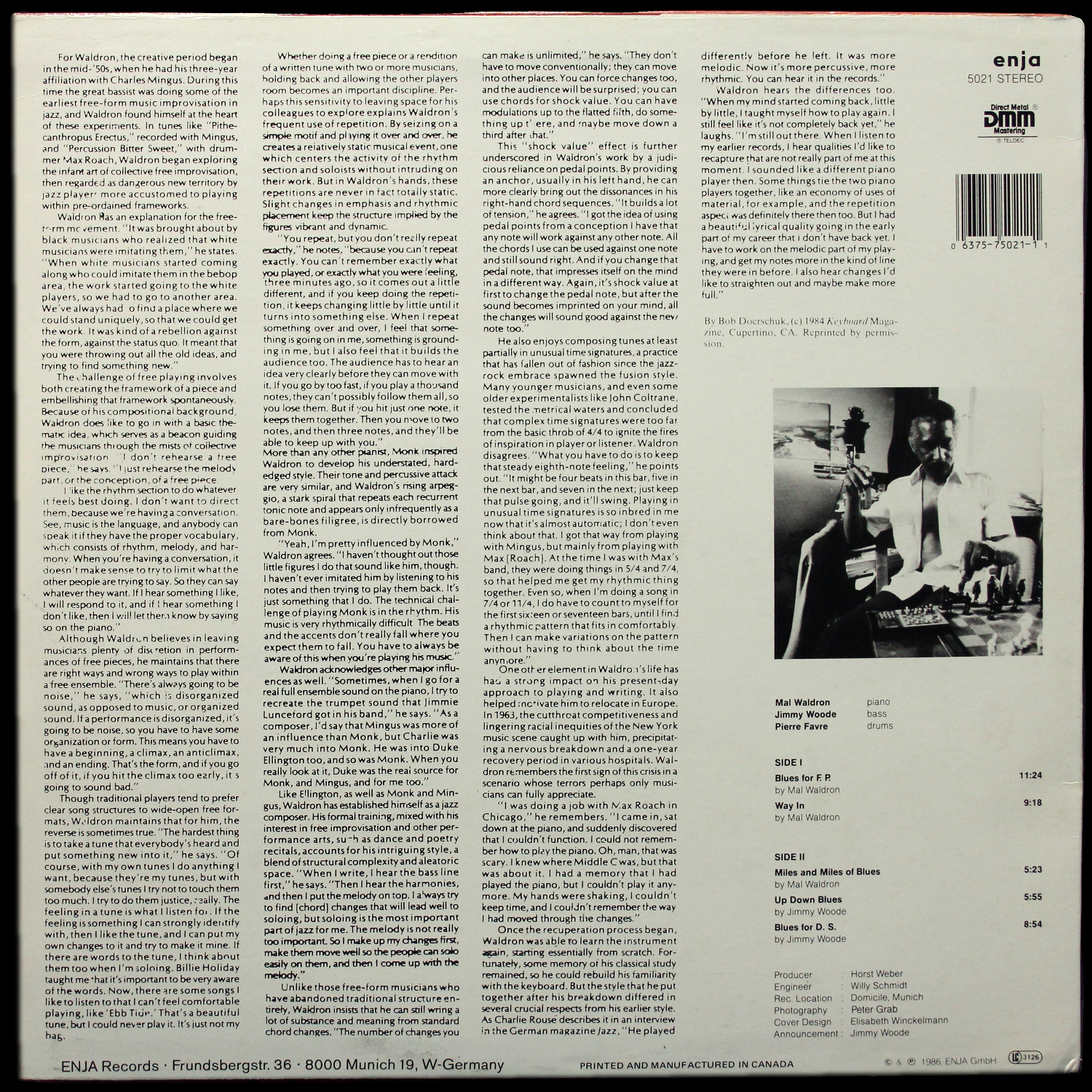 LP Mal Waldron — Plays The Blues - Live At The Domicile фото 2