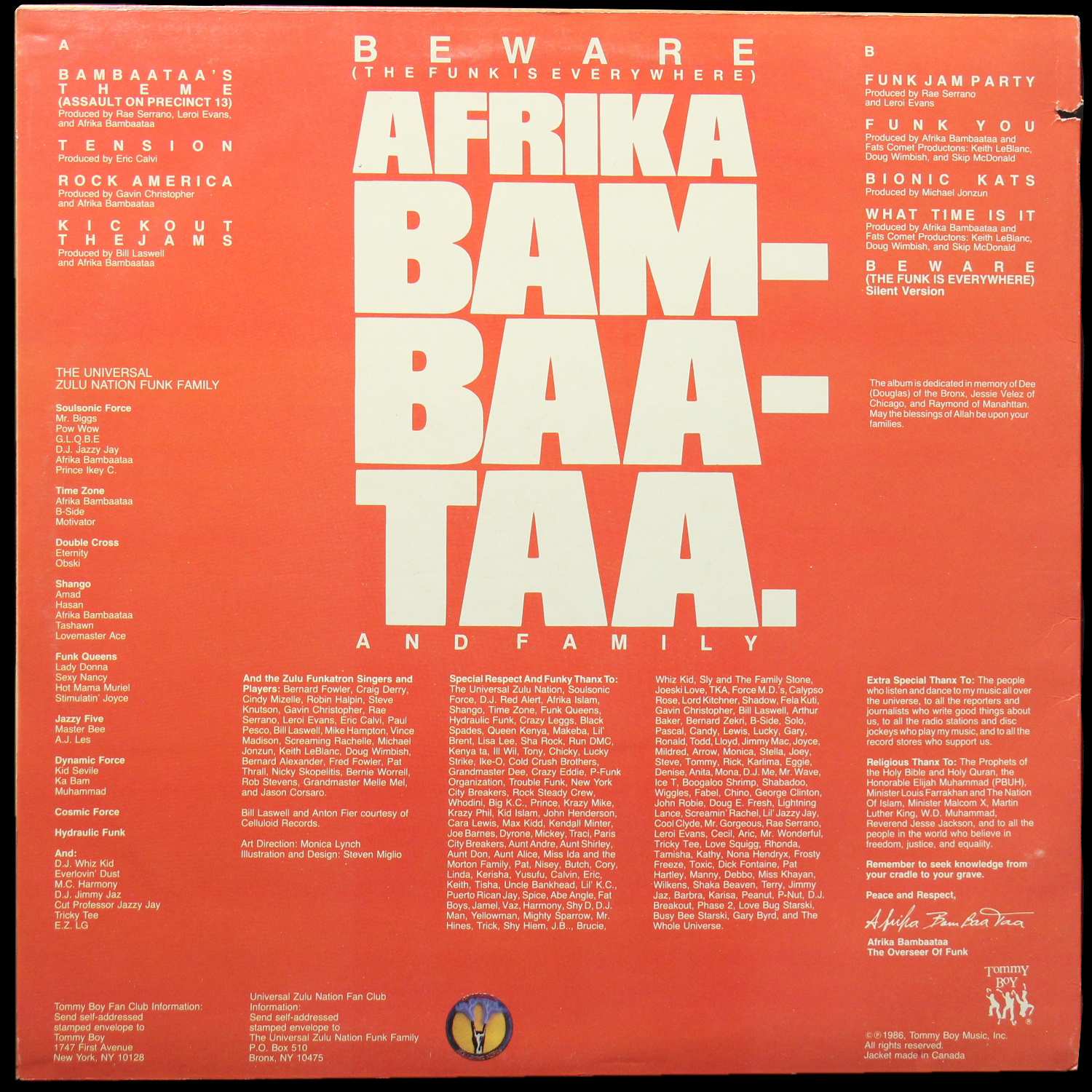 LP Afrika Bambaataa And Family — Beware (The Funk Is Everywhere) фото 2