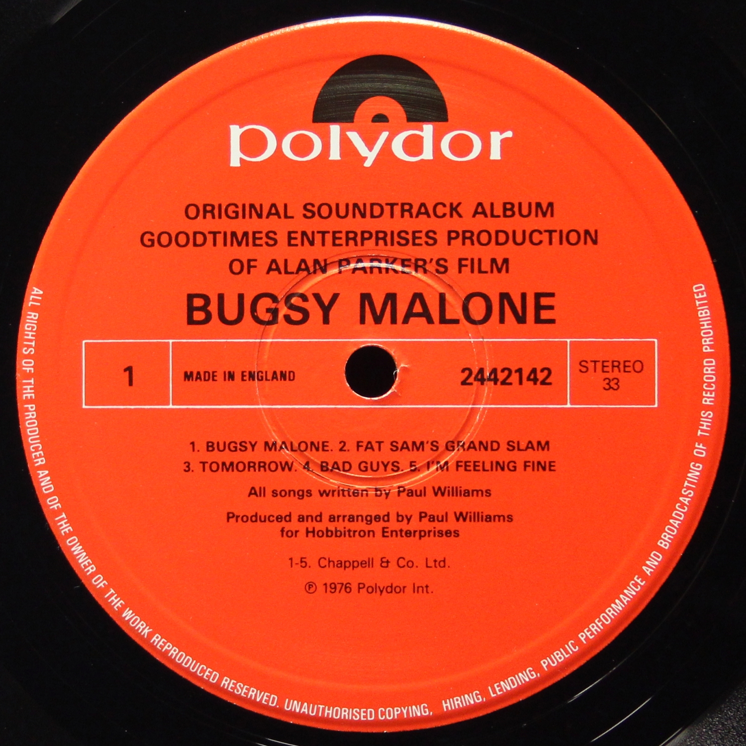 LP Paul Williams — Bugsy Malone (Original Soundtrack Album) фото 3