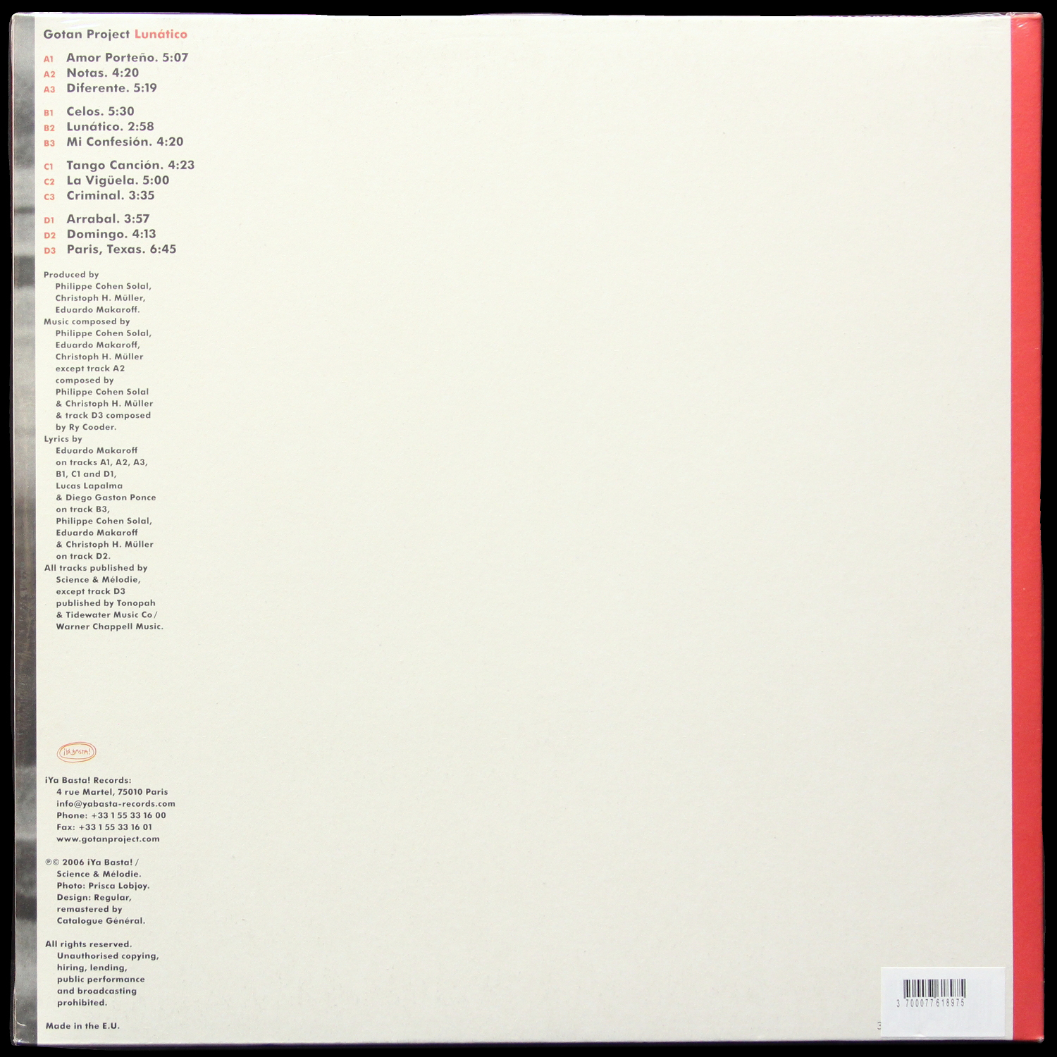 LP Gotan Project — Lunatico (2LP) фото 2