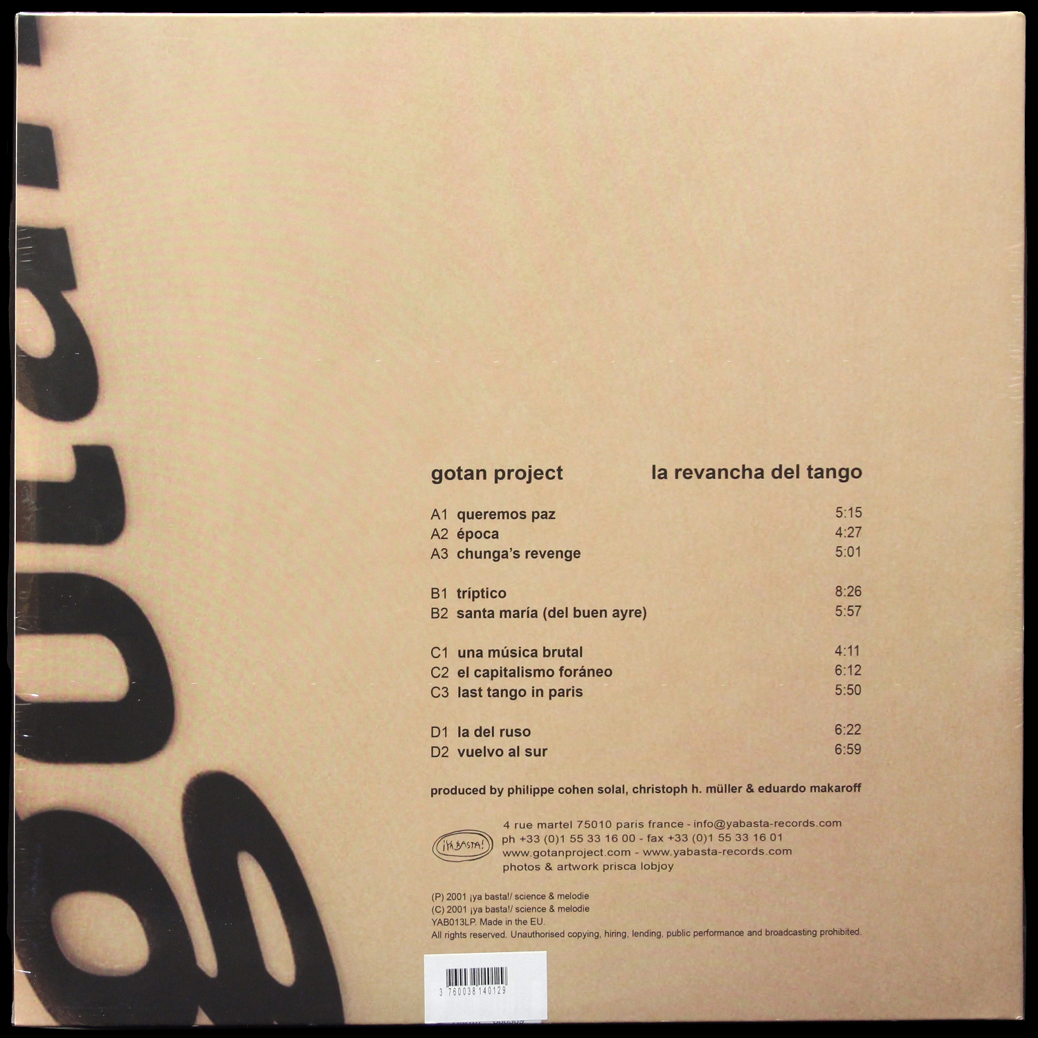 LP Gotan Project — La Revancha Del Tango (2LP) фото 2