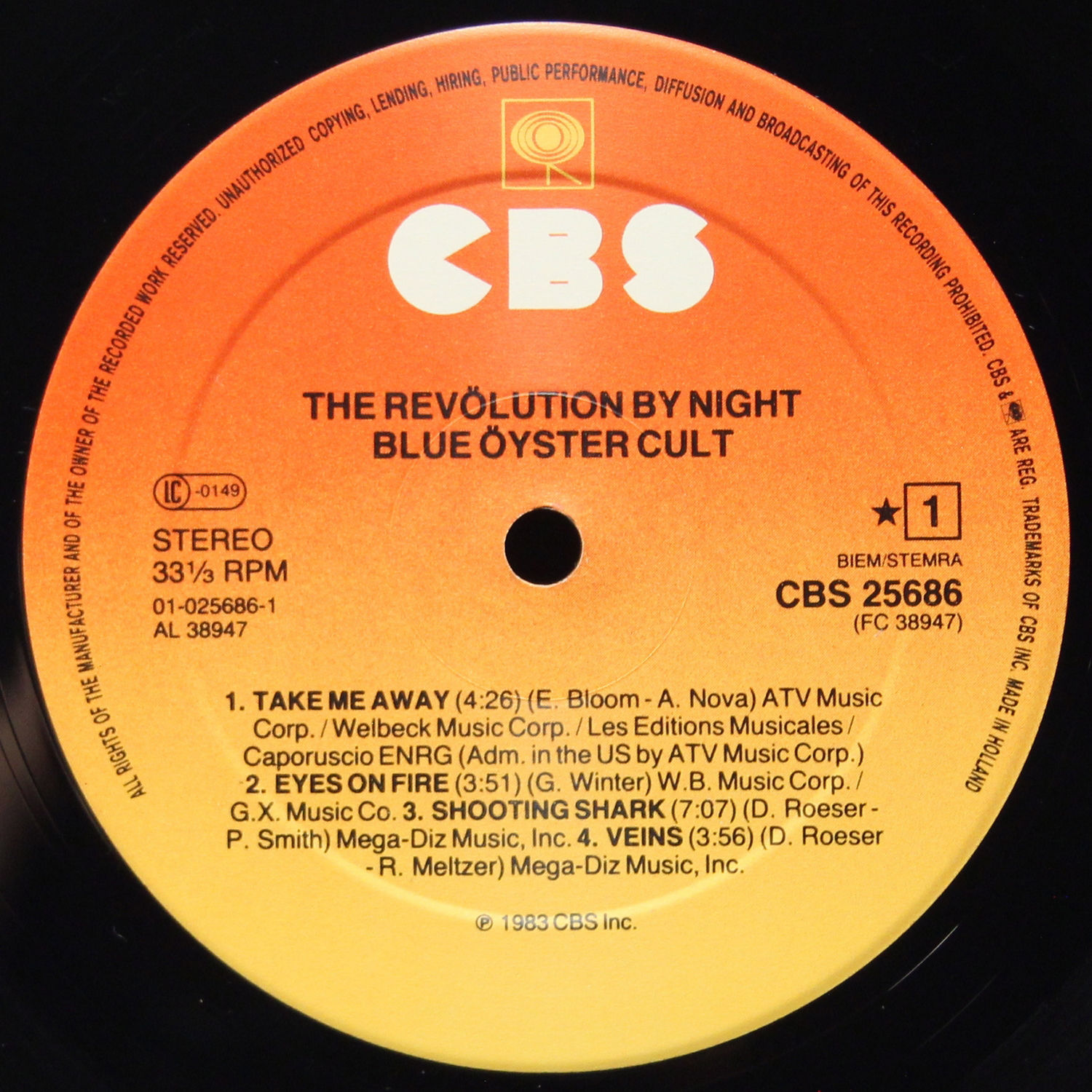 LP Blue Oyster Cult — Revolution By Night фото 3