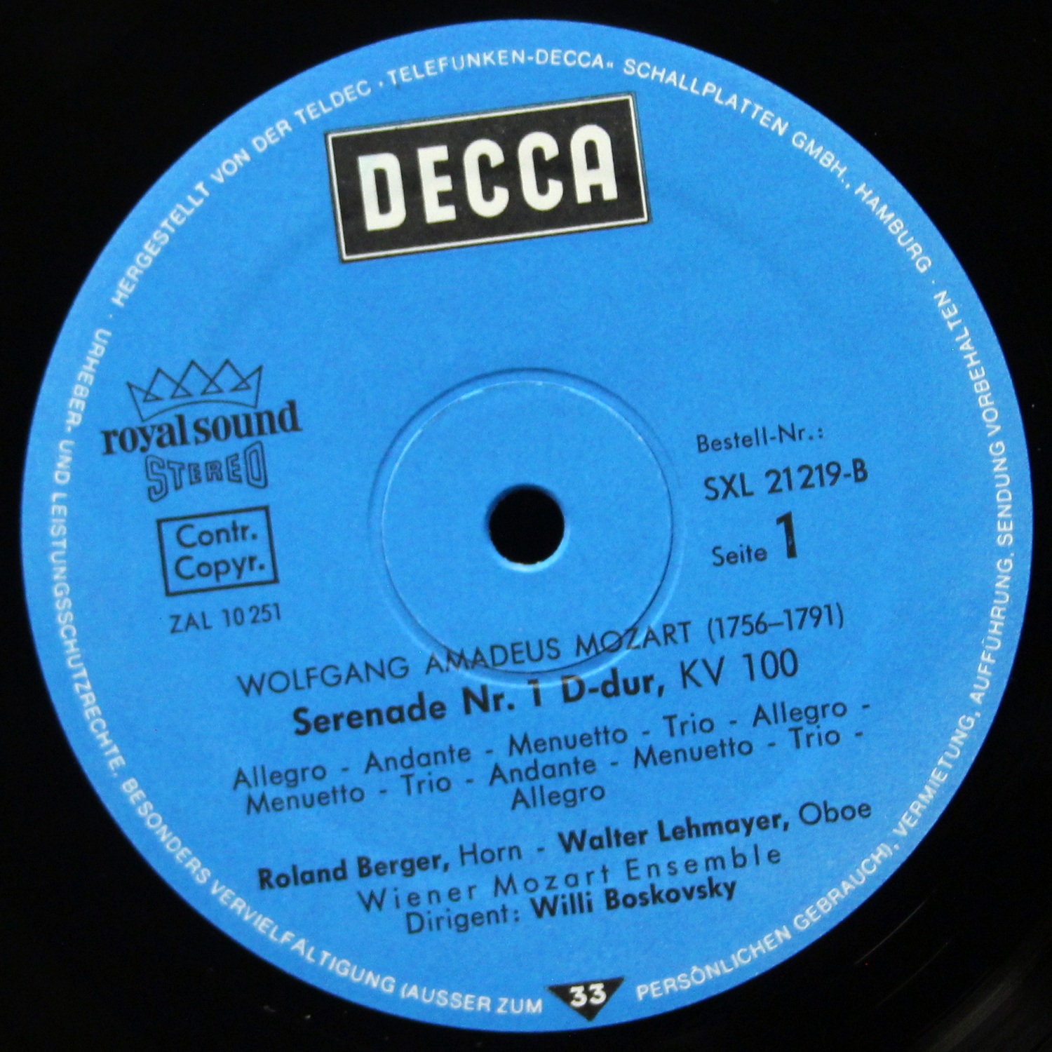 LP Willi Boskovsky — Mozart: Ein Musikalischer Spass Kv 522 / Serenade Nr 1 D-dur Kv 100 фото 3