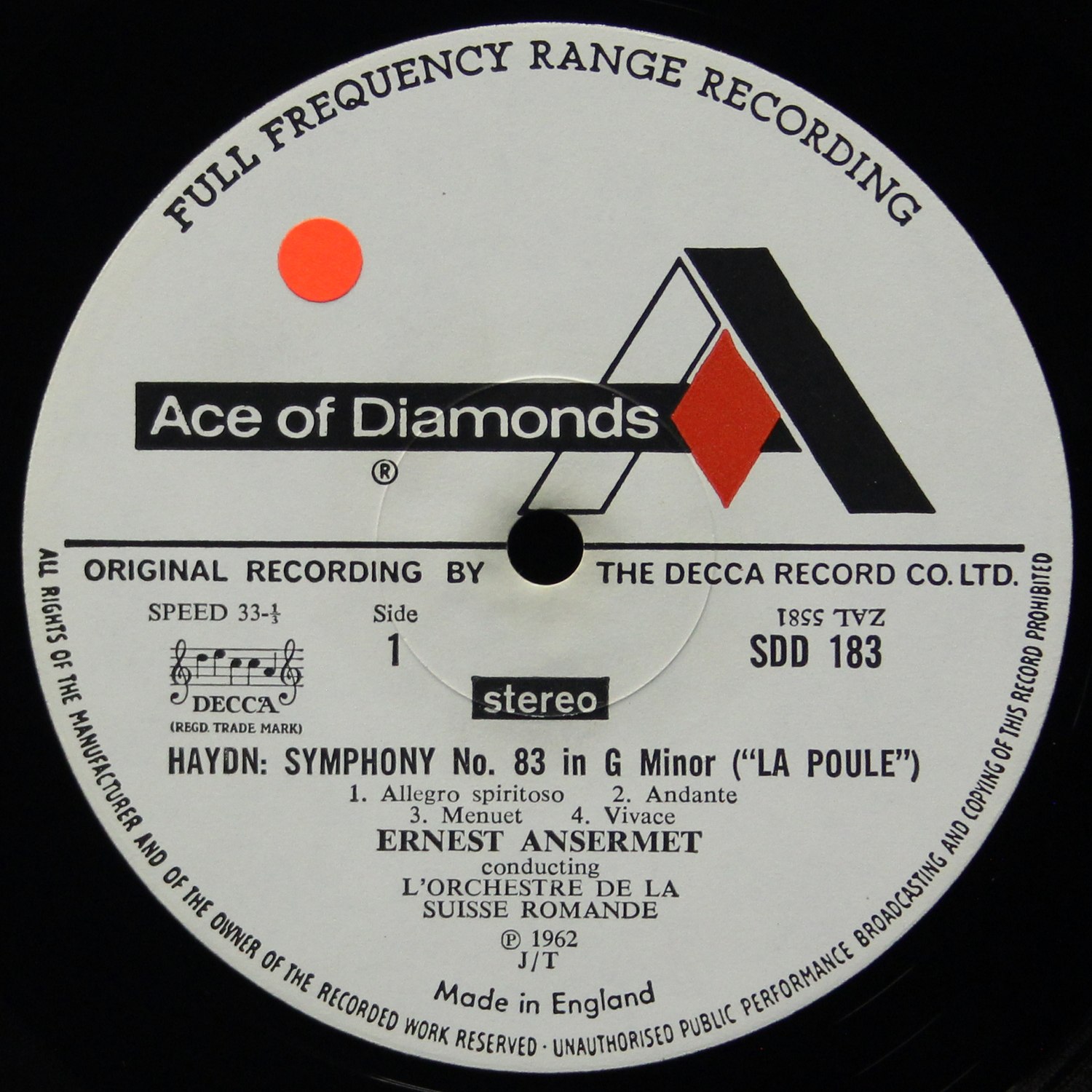 LP Ernest Ansermet — Haydn: Symphony No. 83 In G Minor ('La Poule') - Symphony No. 87 In A. фото 2