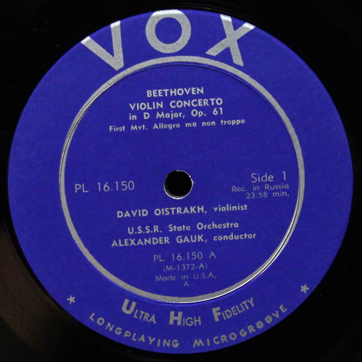 LP David Oistrakh — Beethoven: Concerto For Violin, Op. 61 фото 2