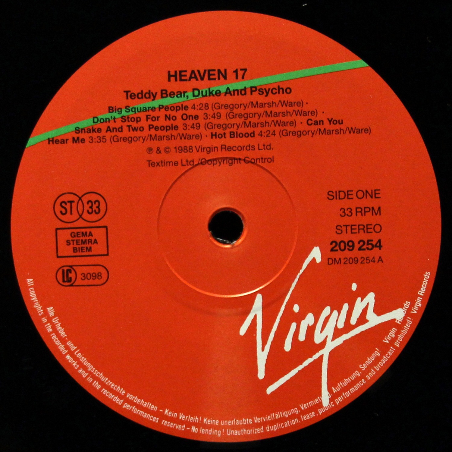 LP Heaven 17 — Teddy Bear, Duke & Psycho фото 2