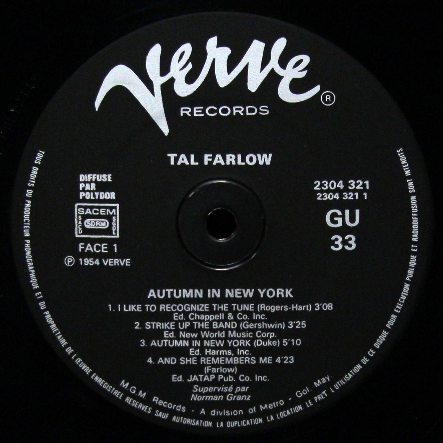 LP Tal Farlow — Autumn In New York фото 3