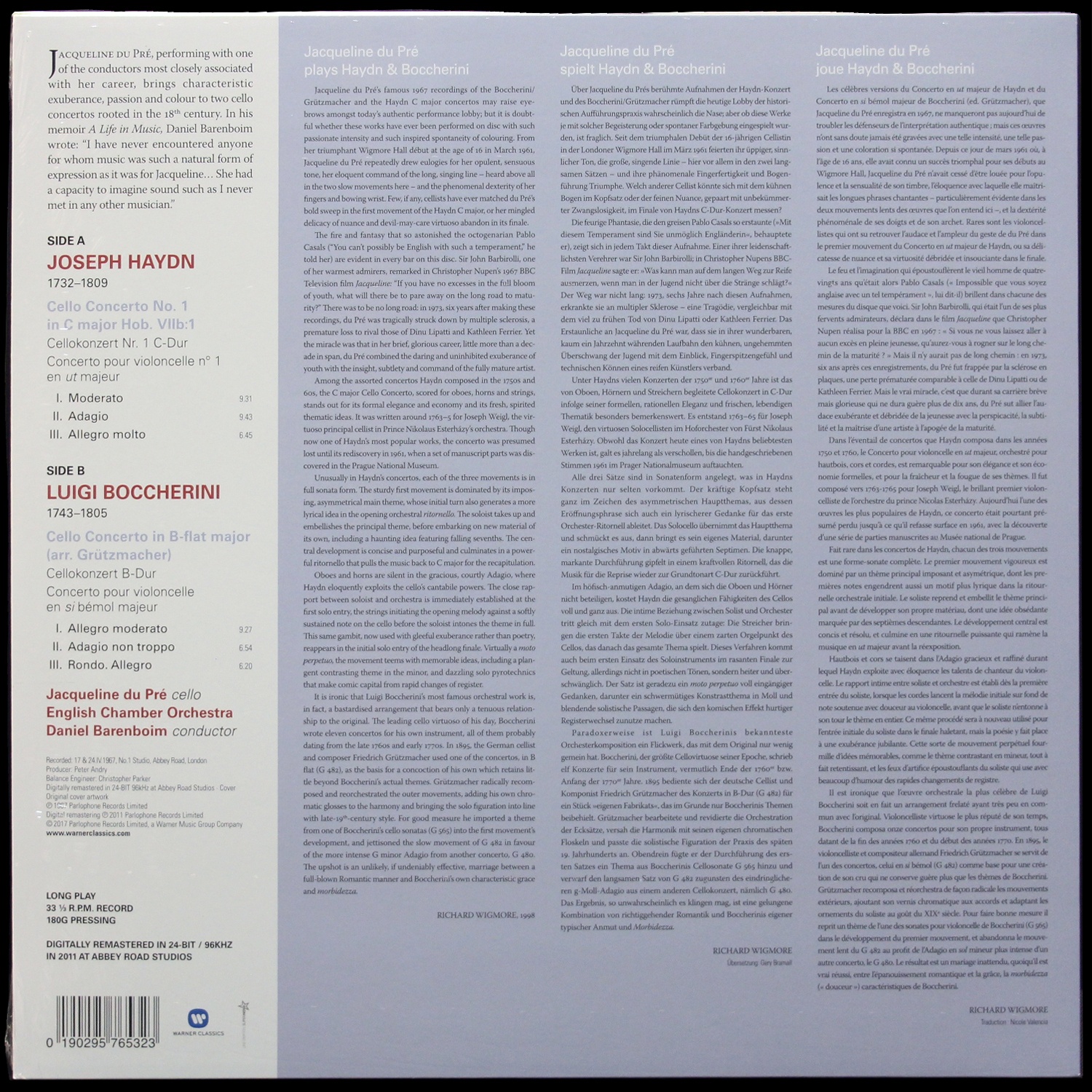 LP Jacqueline Du Pre — Haydn: Cello Concerto In C / Boccherini: Cello Concerto In B Flat фото 2