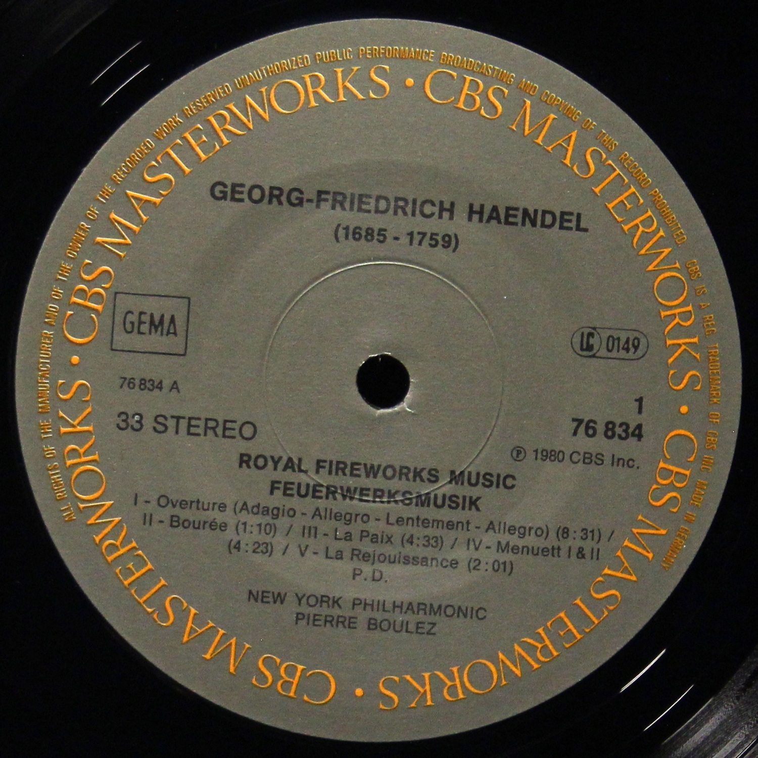 LP Pierre Boulez — Handel: Royal Fireworks Music фото 2