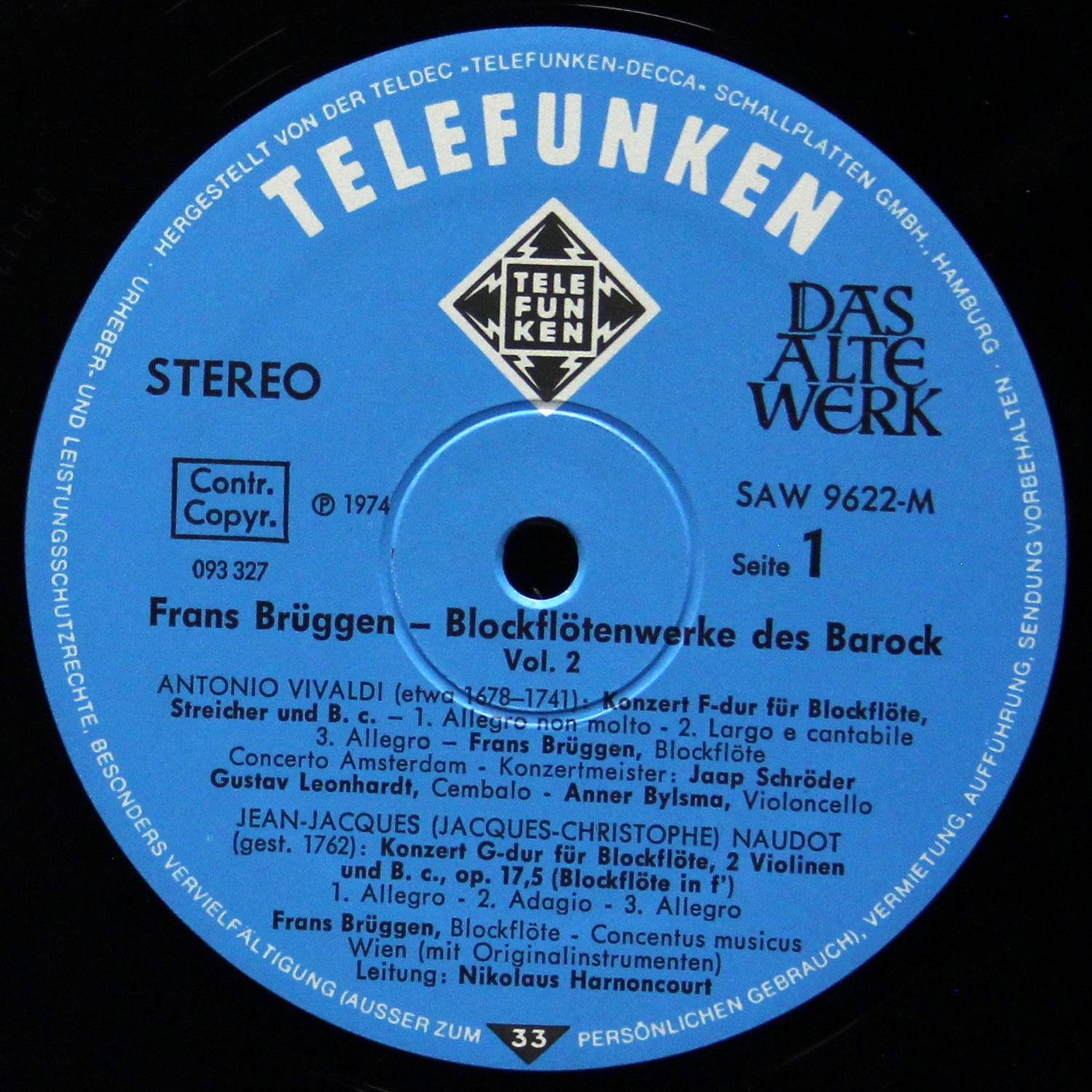 LP Frans Bruggen — Blockfloten-Werke Des Barock, Vol. 2 фото 2