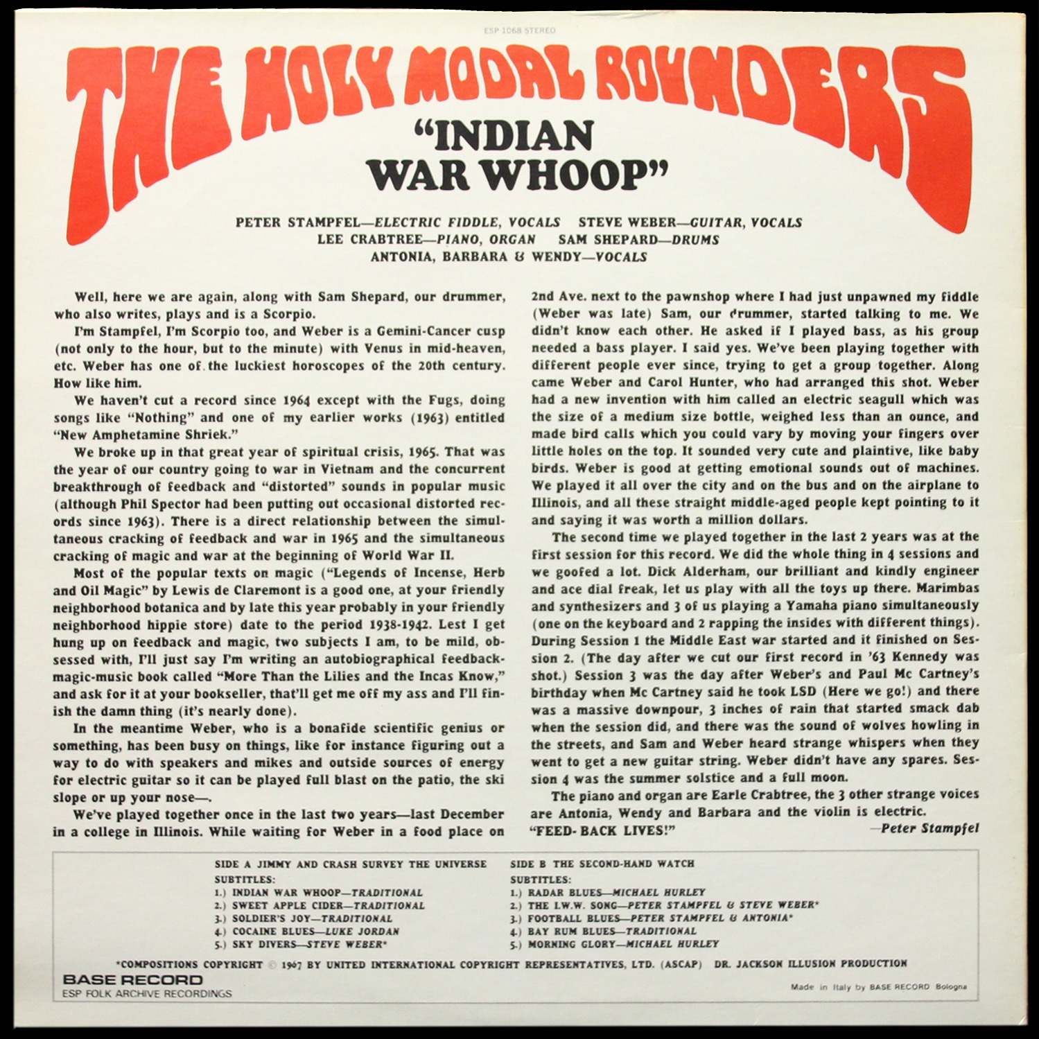 LP Holy Modal Rounders — Indian War Whoop фото 2