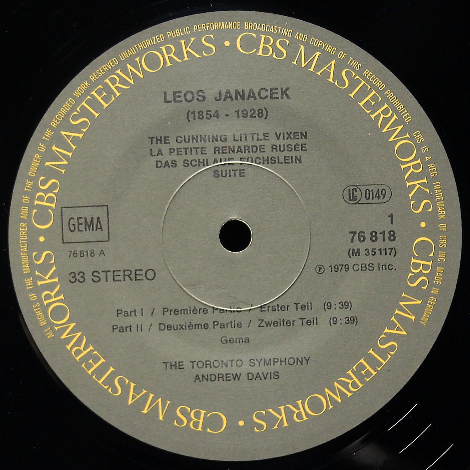 LP Andrew Davis — Leos Janacek: Taras Bulba / Cunning Little Vixen - Suite фото 2