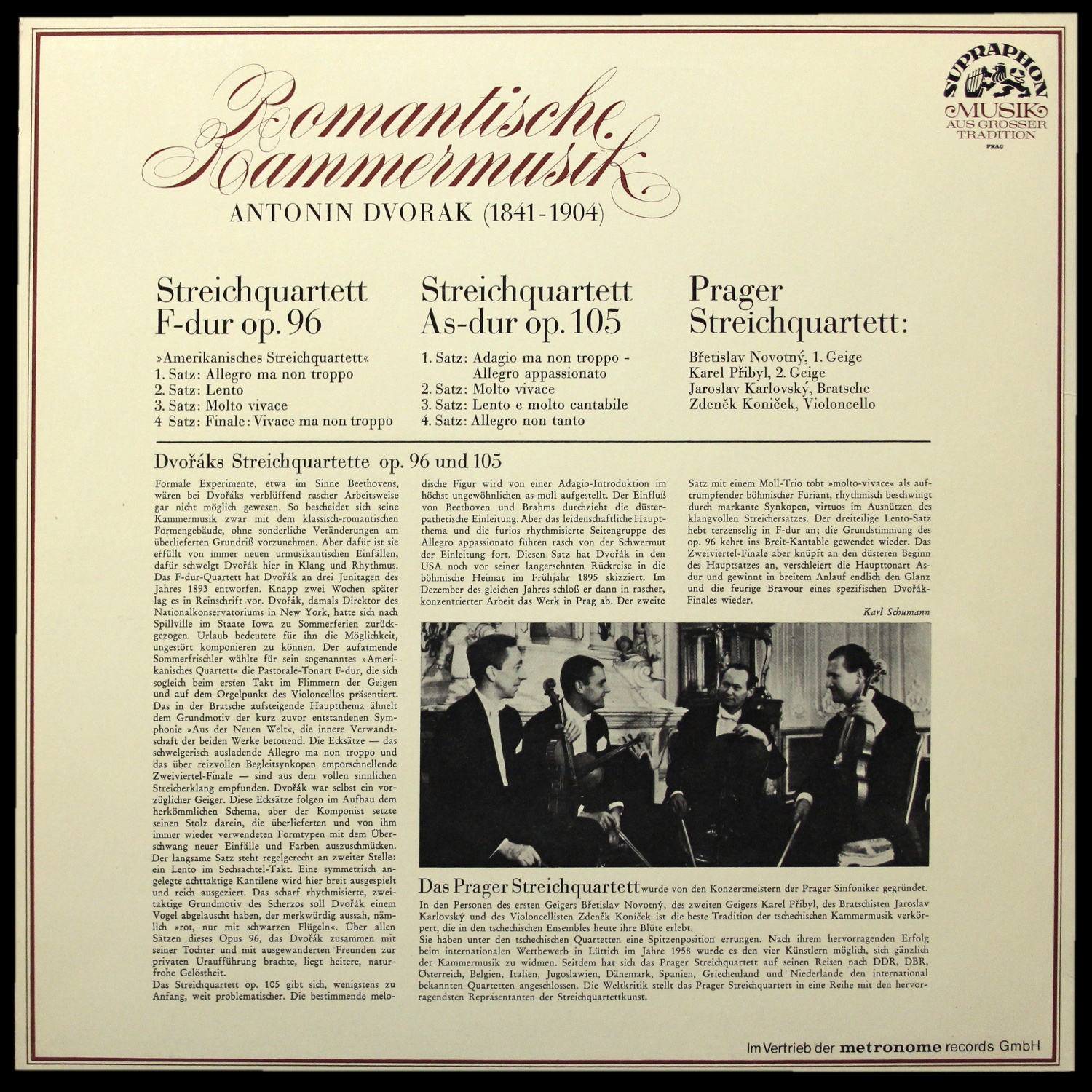 LP Prager Streichquartett — Dvorak: Romantische Kammermusik фото 2