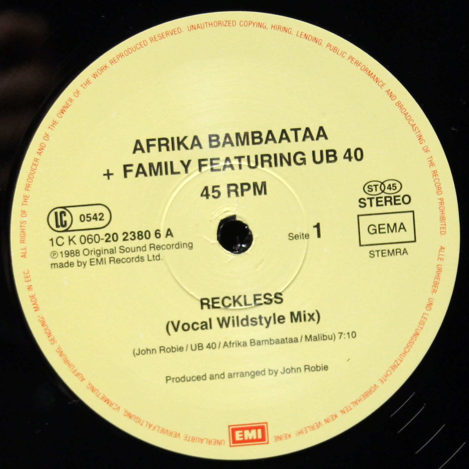 LP Afrika Bambaataa And Family — Reckless (макси сингл) фото 3