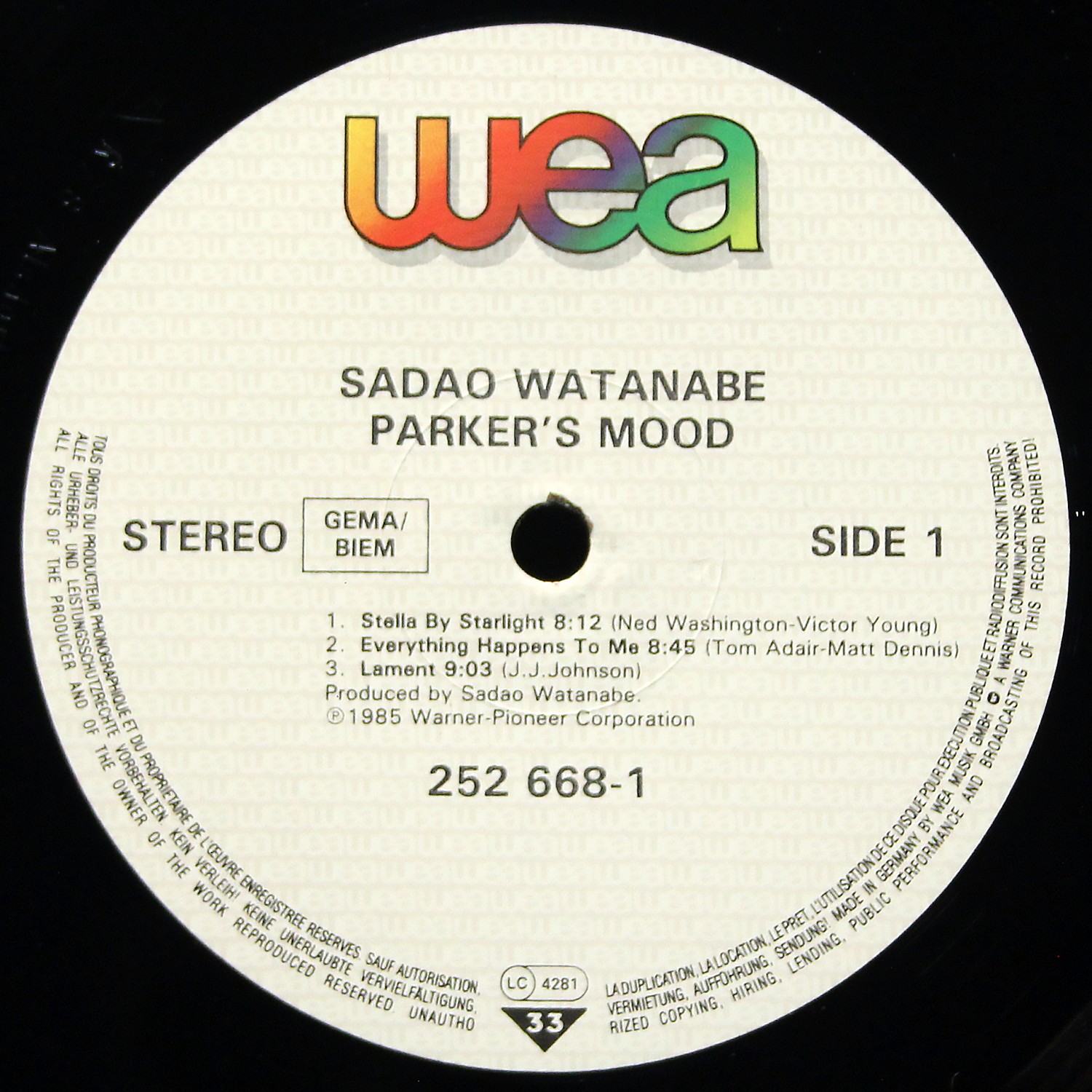 LP Sadao Watanabe — Parker's Mood (Sadao Watanabe Live At Bravas Club '85) фото 2