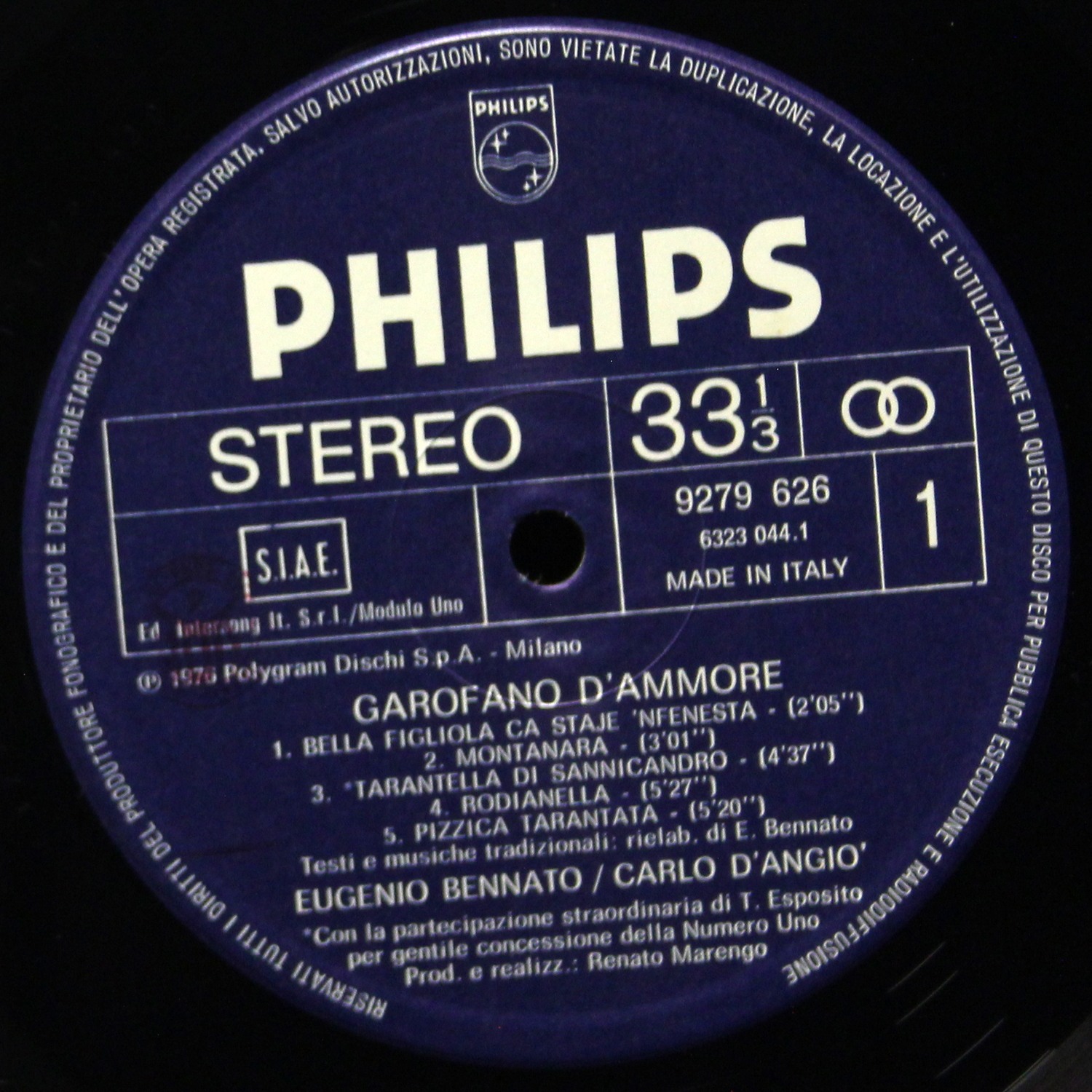 LP Eugenio Bennato — Garofano D’Ammore фото 2