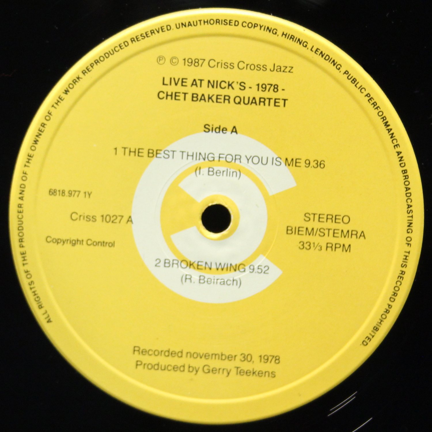 LP Chet Baker Quartet — Live At Nick's фото 3