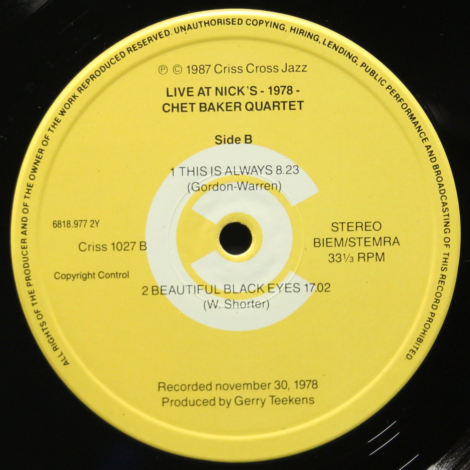 LP Chet Baker Quartet — Live At Nick's фото 4