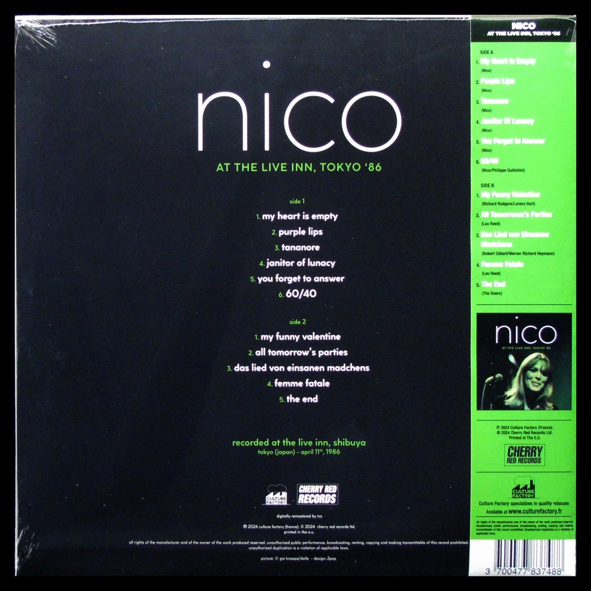 LP Nico — At The Live Inn, Tokyo '86 (цветной винил, + obi) фото 2