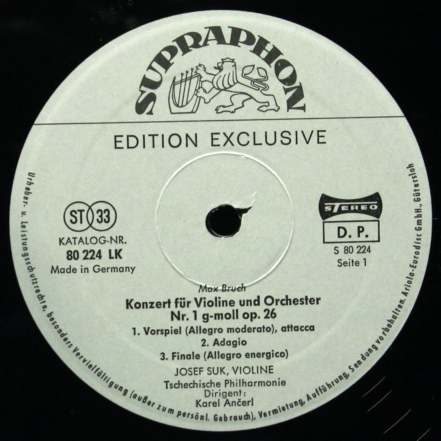 LP Karel Ancerl — Bruch: Violin Konzerte фото 2