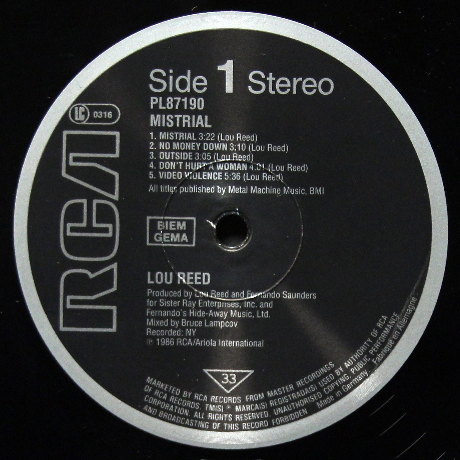 LP Lou Reed — Mistrial фото 2