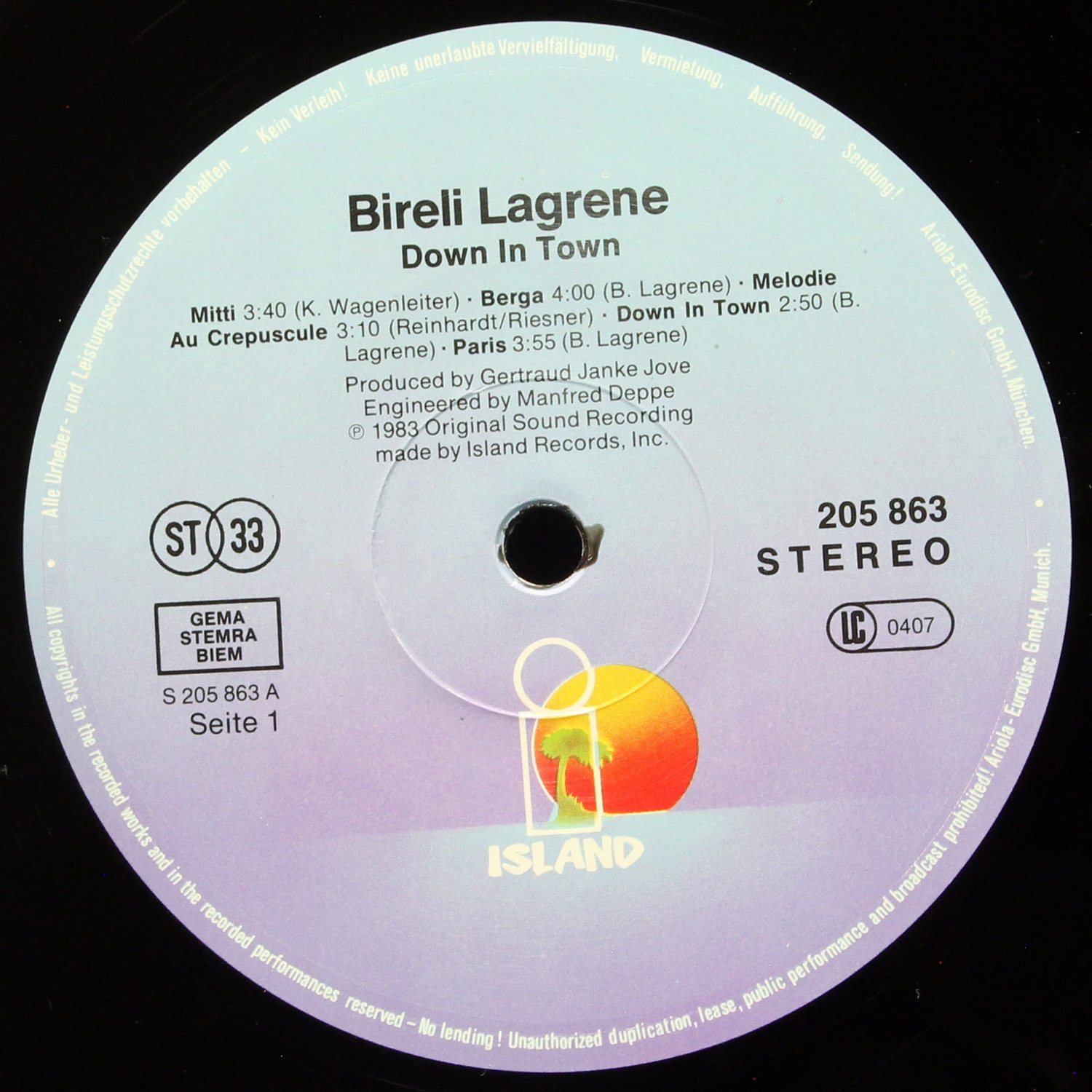 LP Bireli Lagrene — Down In Town фото 2