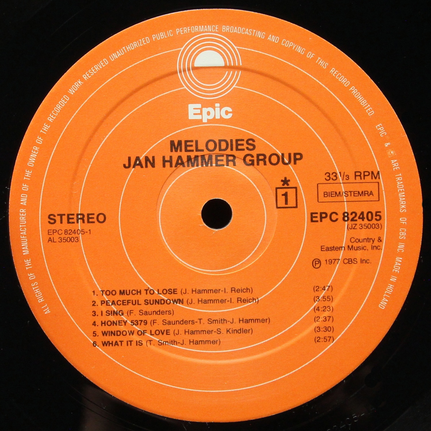 LP Jan Hammer Group — Melodies фото 3
